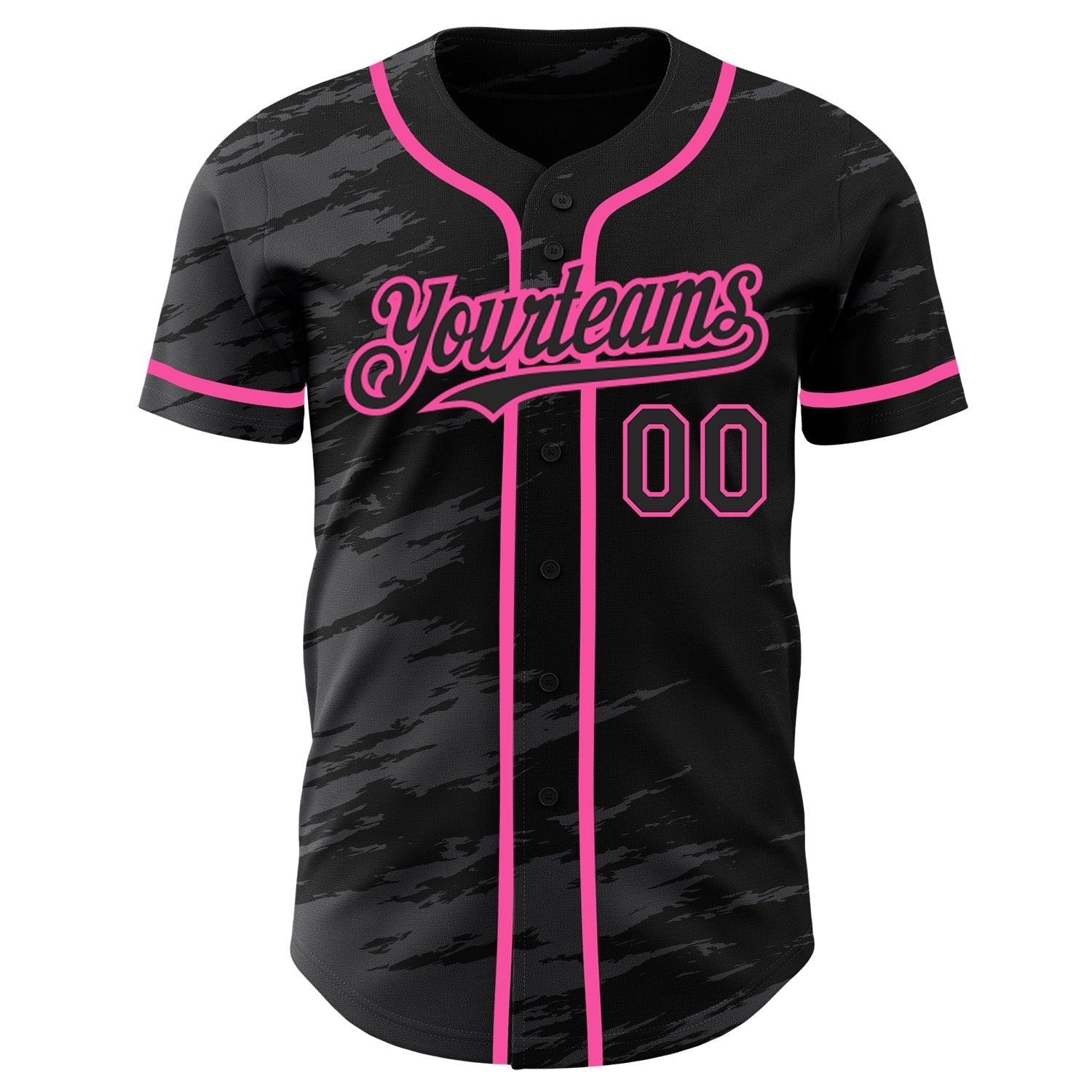 Custom Black Steel Gray Splash Ink Pink Authentic Baseball Jersey baseball jersey product view 2