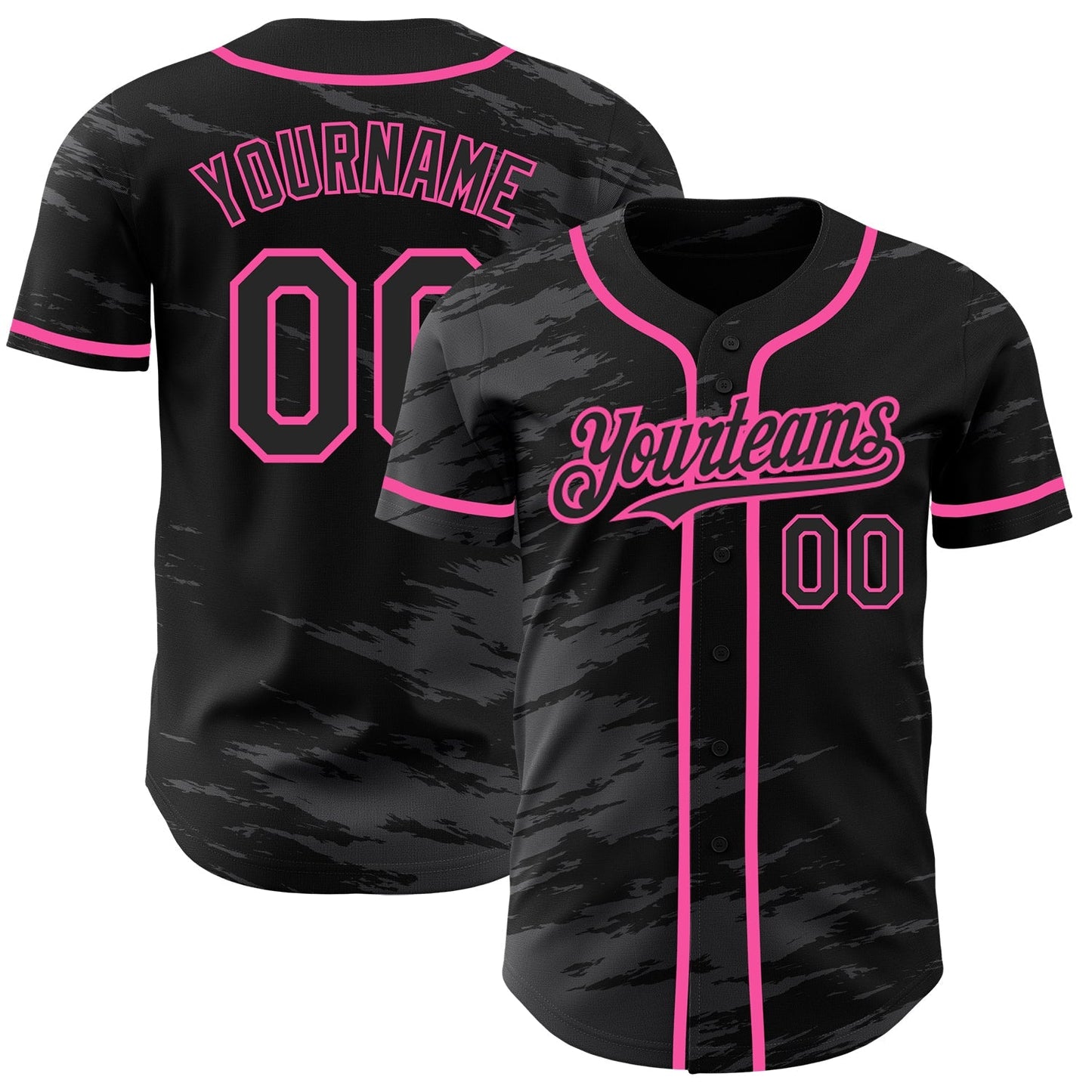 Custom Black Steel Gray Splash Ink Pink Authentic Baseball Jersey baseball jersey product view 1