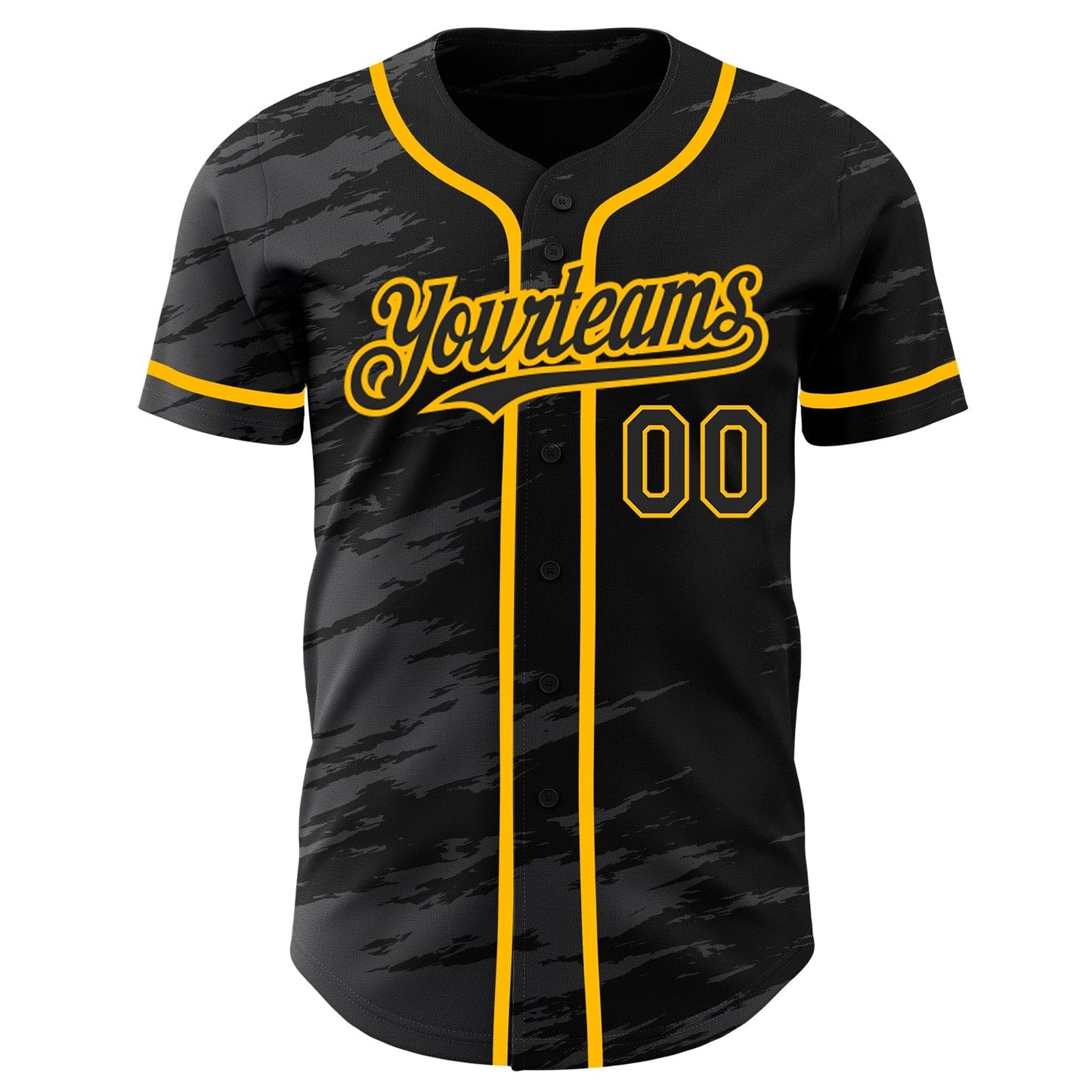 Custom Black Steel Gray Splash Ink Gold Authentic Baseball Jersey baseball jersey product view 2
