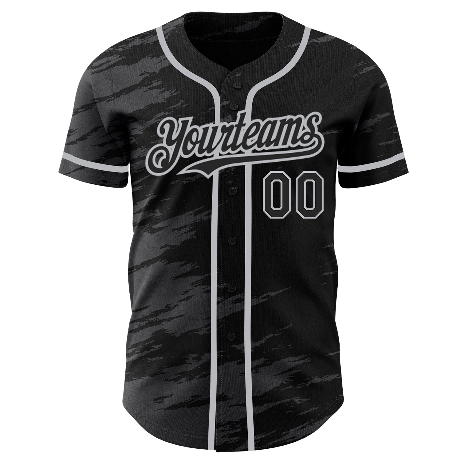 Custom Black Steel Gray Splash Ink Gray Authentic Baseball Jersey baseball jersey product view 2