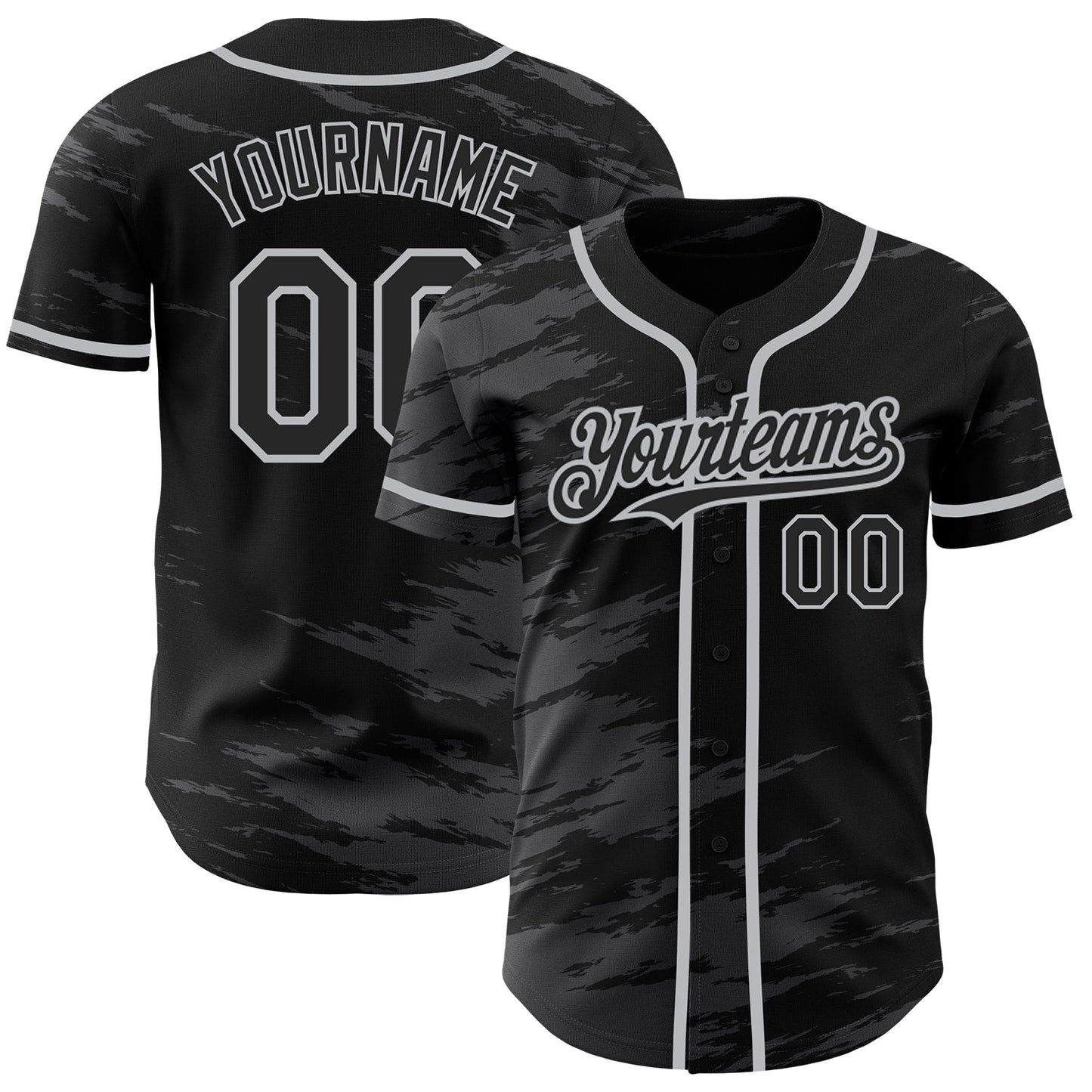 Custom Black Steel Gray Splash Ink Gray Authentic Baseball Jersey baseball jersey product view 1