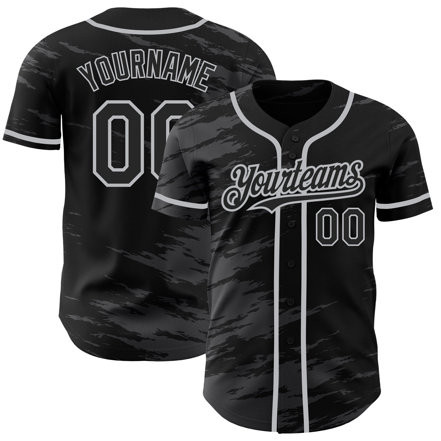 Custom Black Steel Gray Splash Ink Gray Authentic Baseball Jersey baseball jersey product view 1