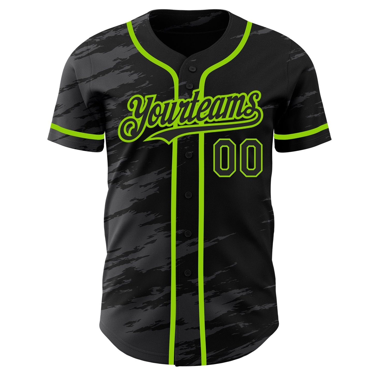 Custom Black Steel Gray Splash Ink Neon Green Authentic Baseball Jersey baseball jersey product view 2