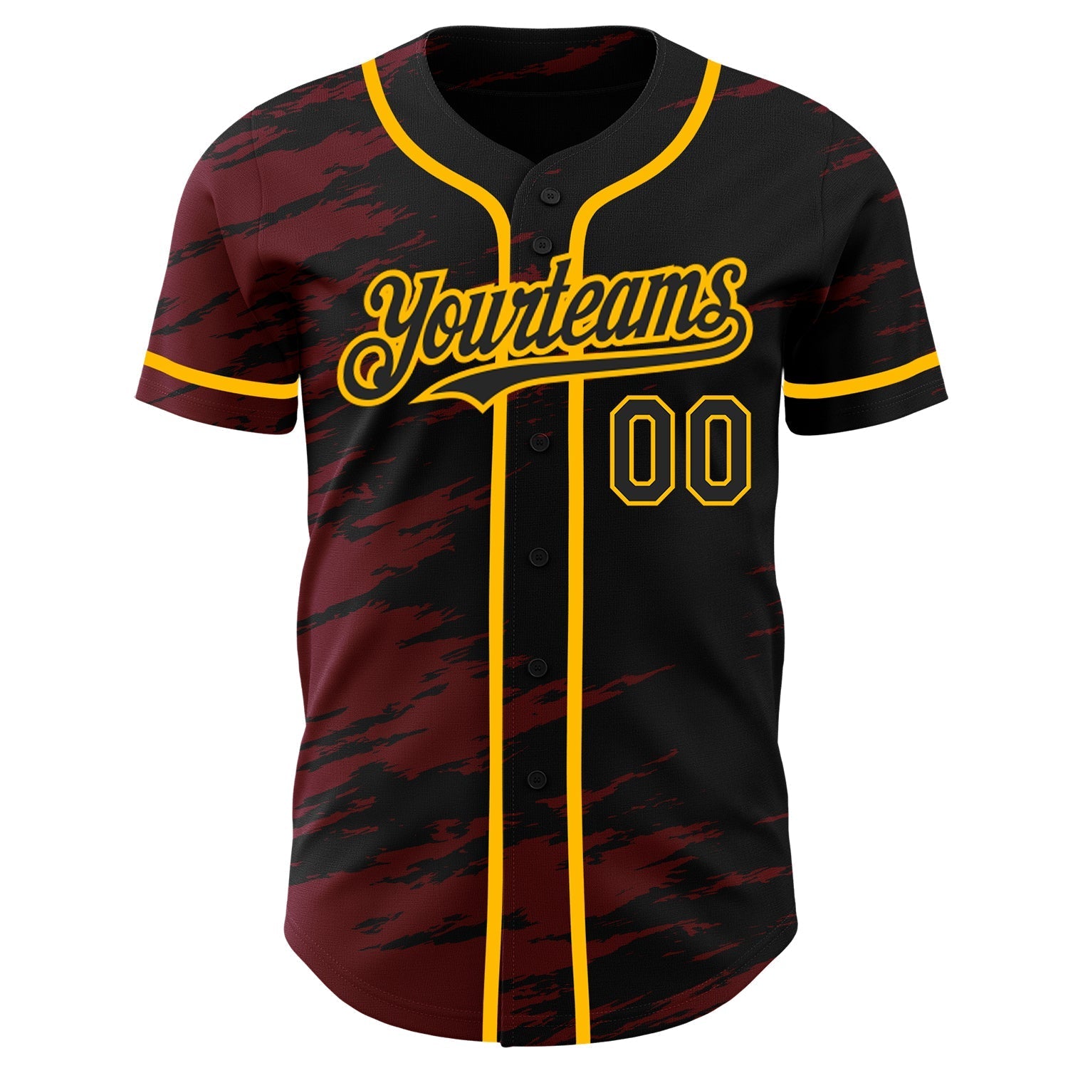 Custom Black Crimson Splash Ink Gold Authentic Baseball Jersey baseball jersey product view 2