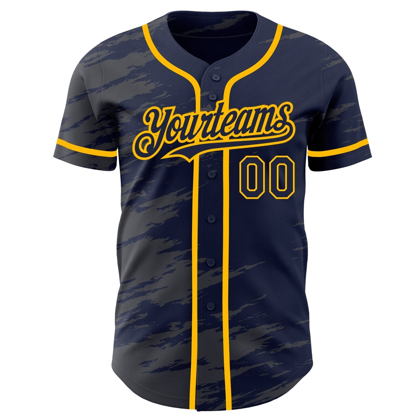 Custom Navy Steel Gray Splash Ink Gold Authentic Baseball Jersey baseball jersey product view 2