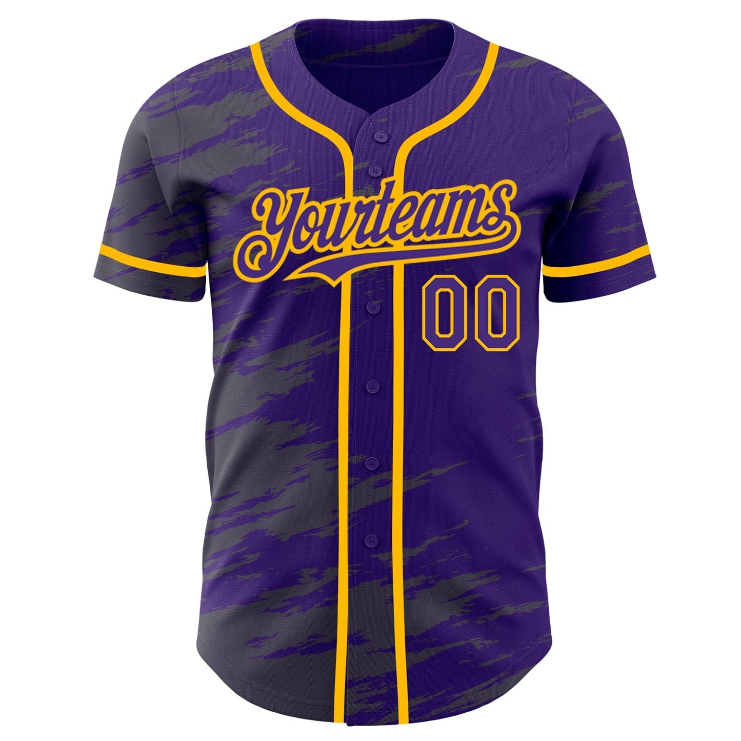 Custom Purple Steel Gray Splash Ink Gold Authentic Baseball Jersey baseball jersey product view 2