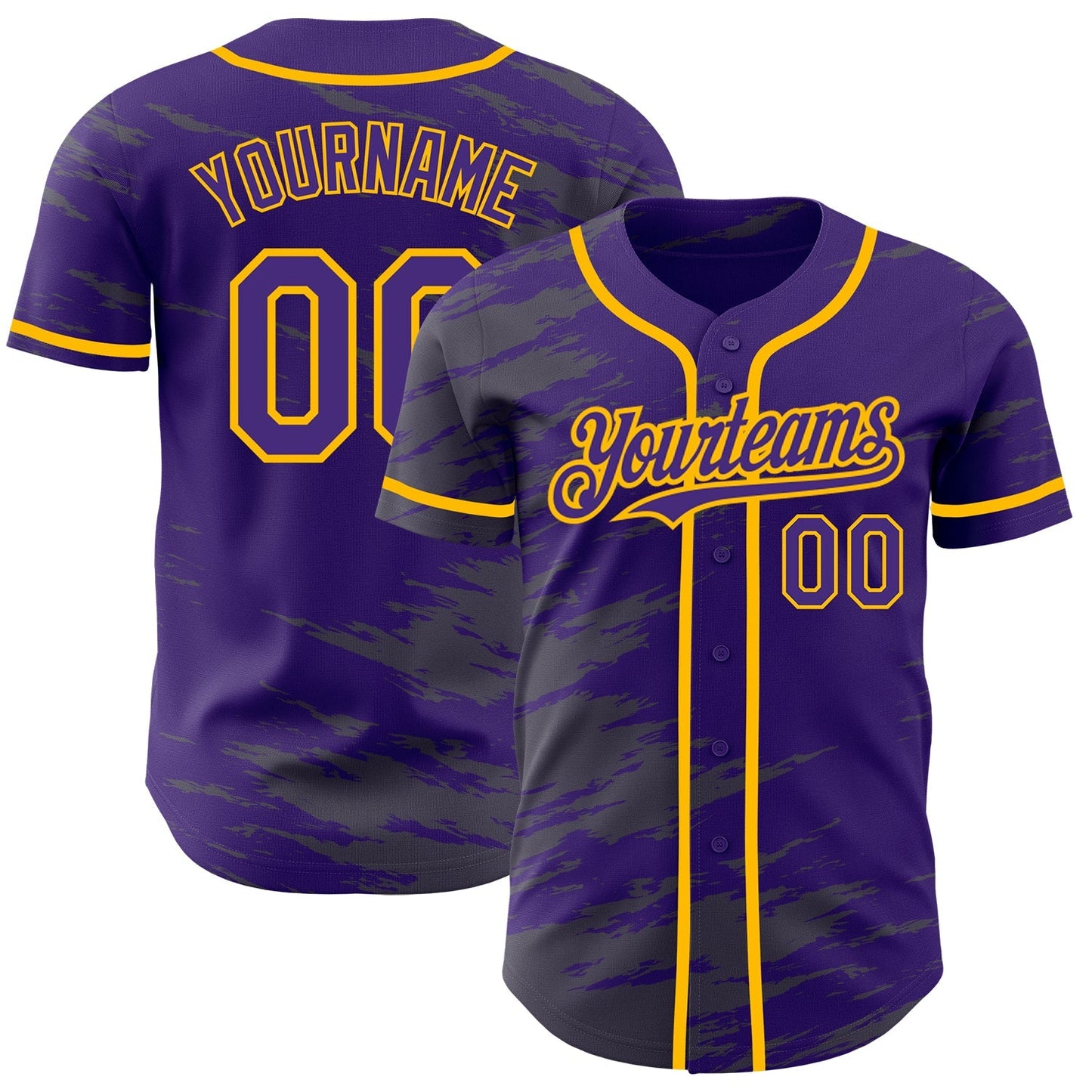 Custom Purple Steel Gray Splash Ink Gold Authentic Baseball Jersey baseball jersey product view 1