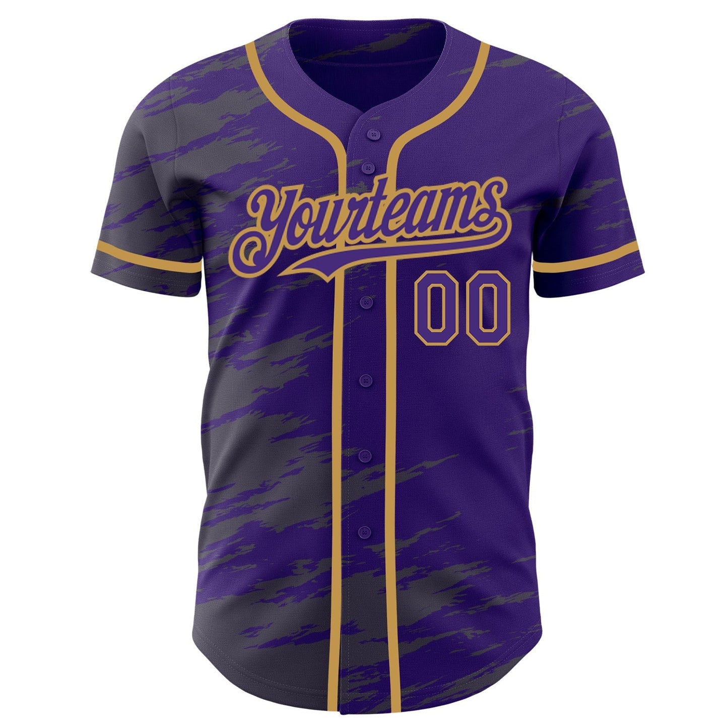 Custom Purple Steel Gray Splash Ink Old Gold Authentic Baseball Jersey baseball jersey product view 2