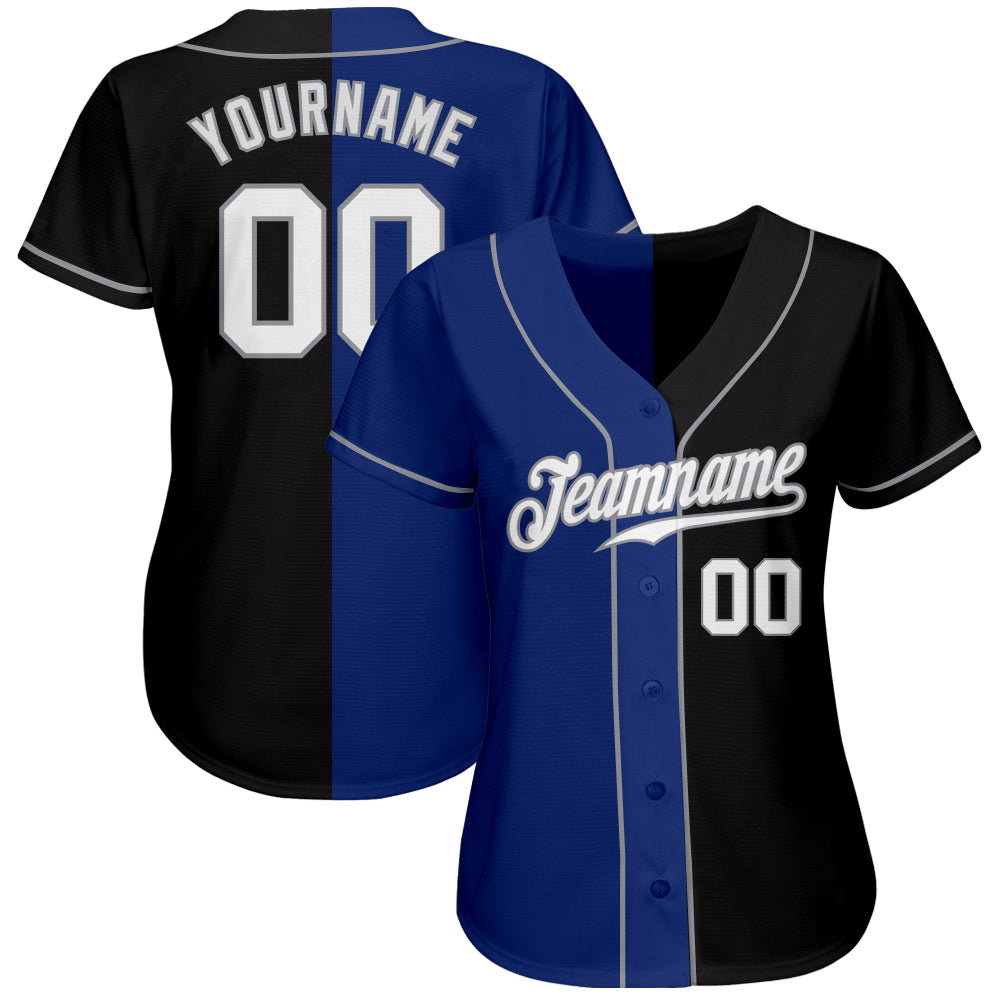 Custom Black White-Royal Authentic Split Fashion Baseball Jersey baseball jersey product view 2