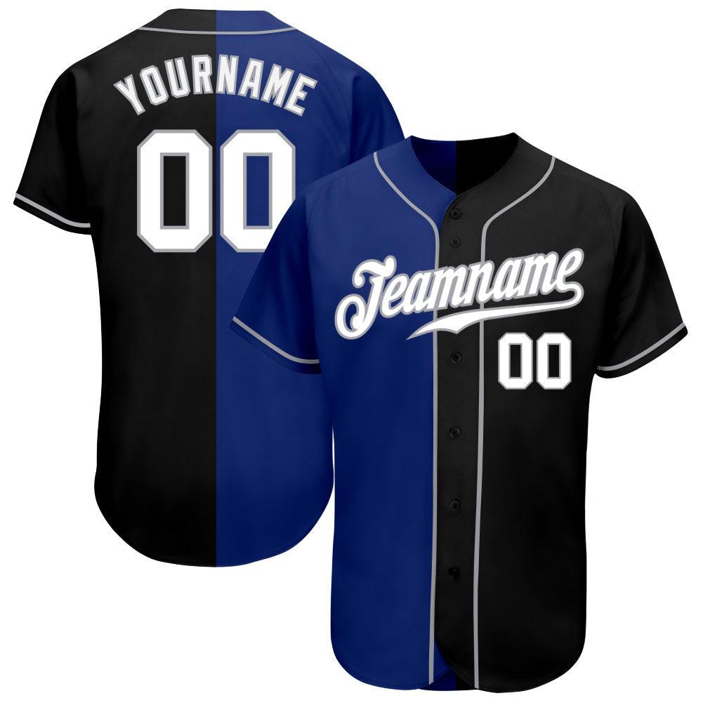 Custom Black White-Royal Authentic Split Fashion Baseball Jersey baseball jersey product view 1