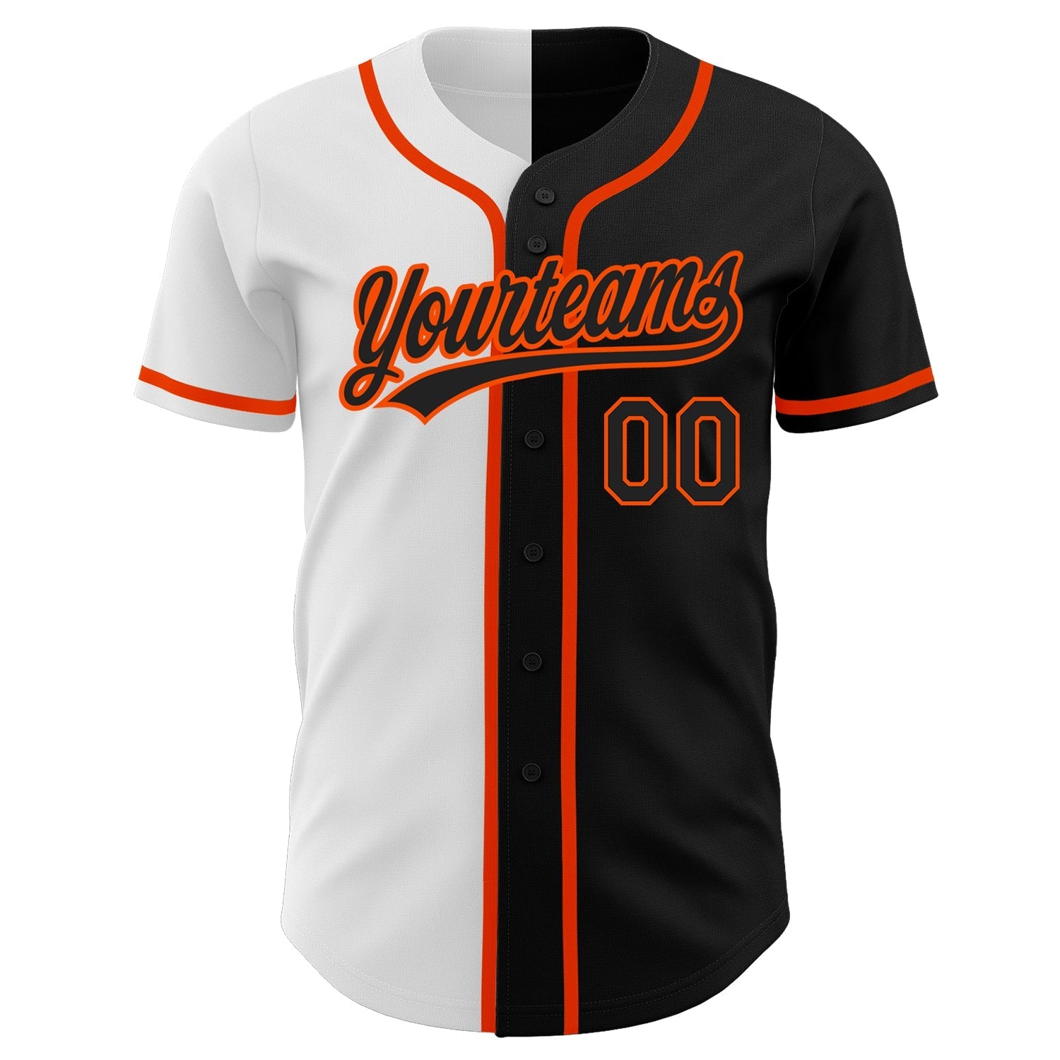 Custom Black Black White-Orange Authentic Split Fashion Baseball Jersey baseball jersey product view 2