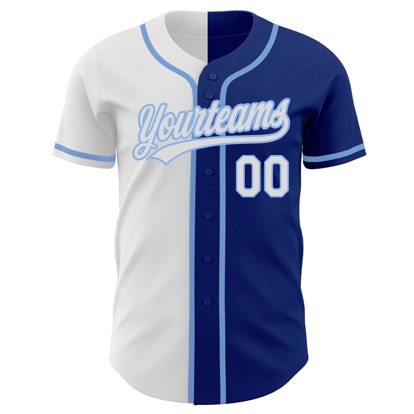 Custom Royal White-Light Blue Authentic Split Fashion Baseball Jersey baseball jersey product view 2