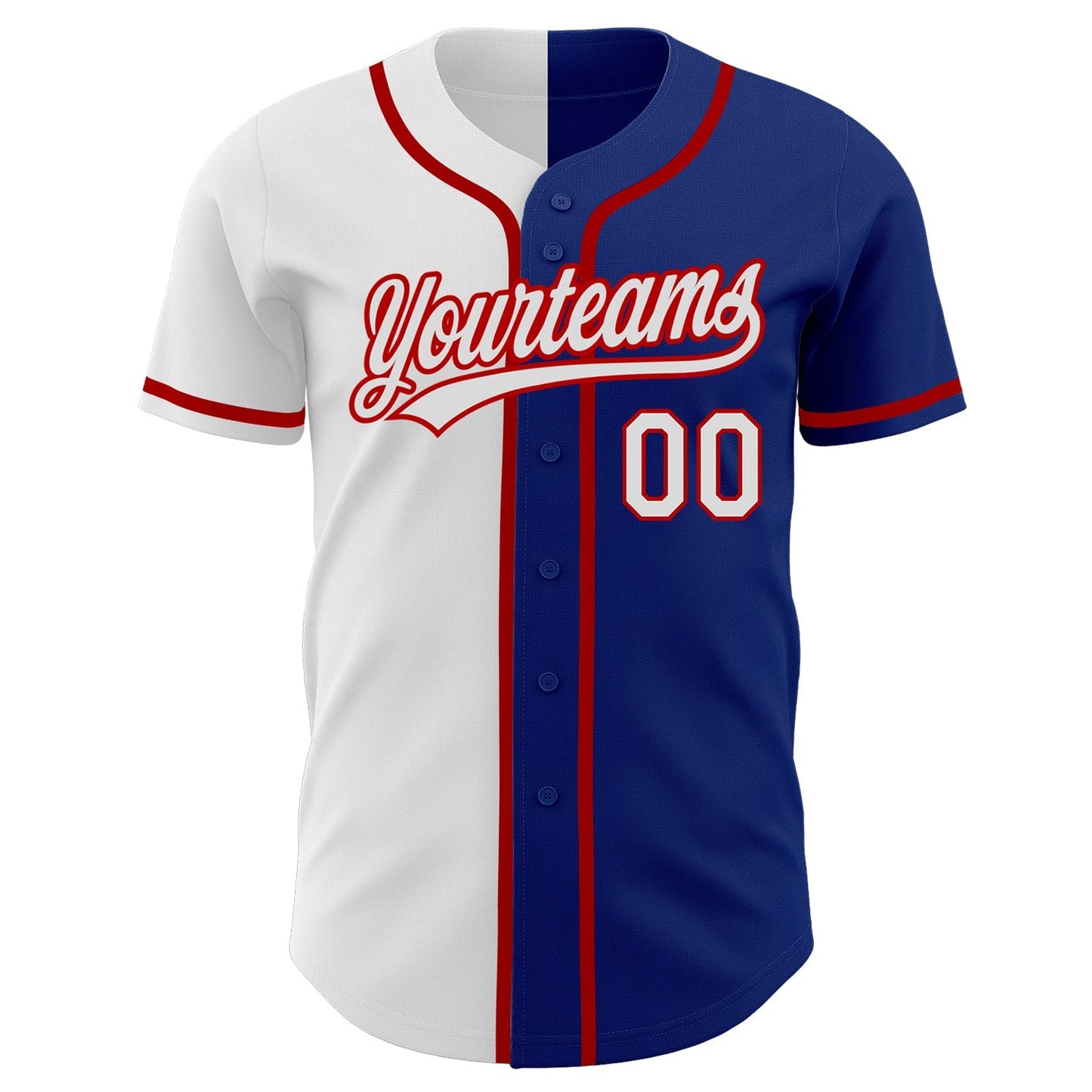 Custom Royal White-Red Authentic Split Fashion Baseball Jersey baseball jersey product view 2
