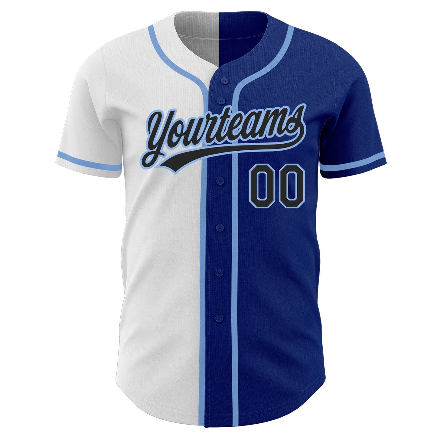 Custom Royal Black White-Light Blue Authentic Split Fashion Baseball Jersey baseball jersey product view 2