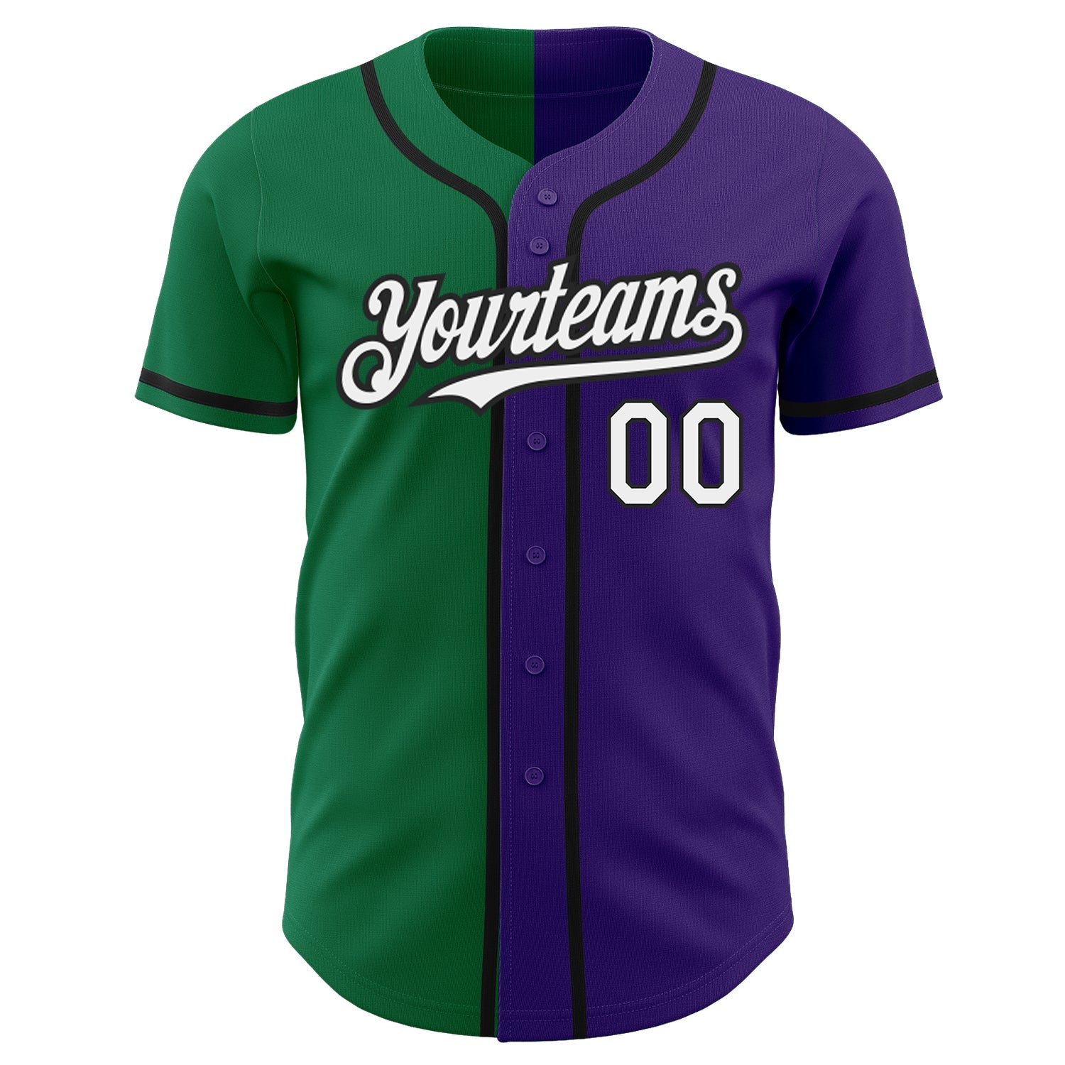 Custom Purple White Kelly Green-Black Authentic Split Fashion Baseball Jersey baseball jersey product view 2