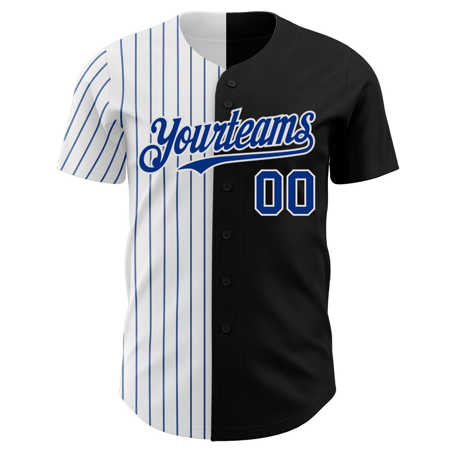 Custom Black White-Royal Pinstripe Authentic Split Fashion Baseball Jersey baseball jersey product view 2