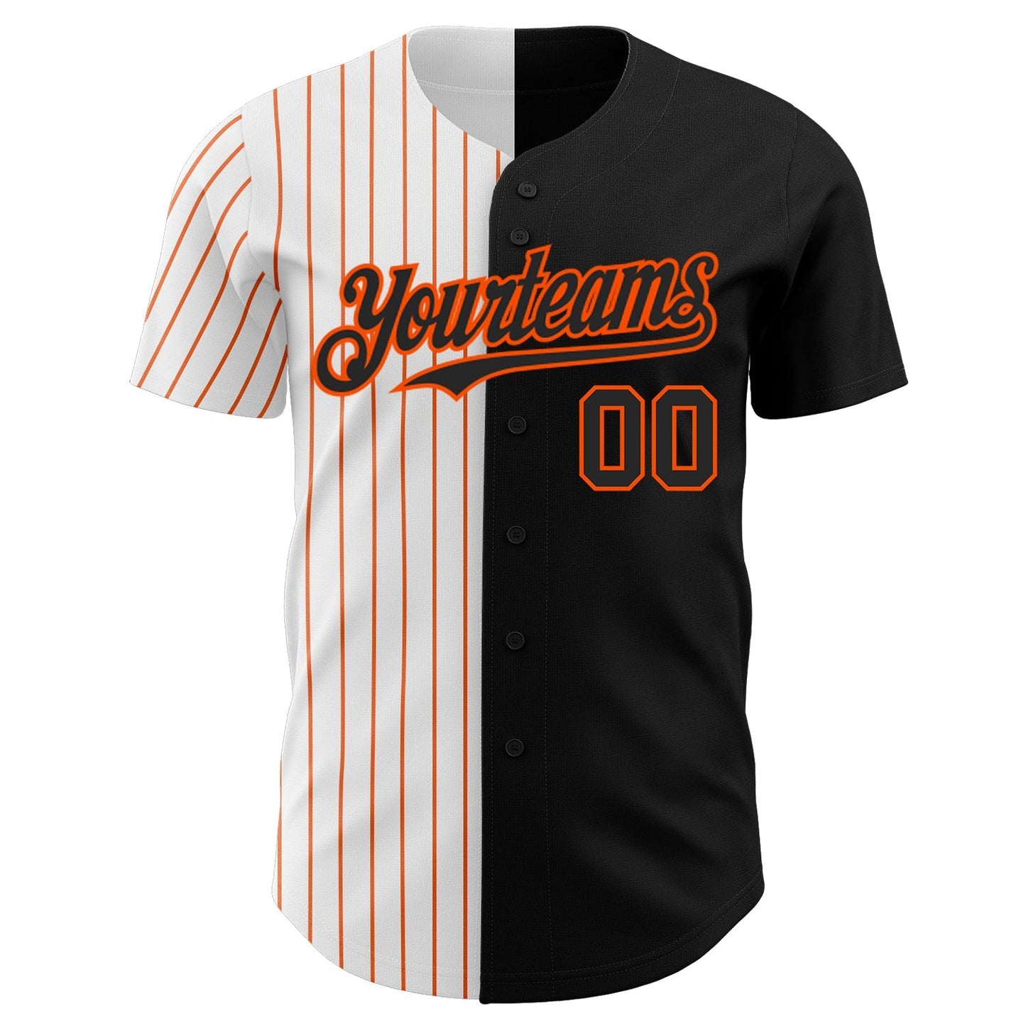 Custom Black White-Orange Pinstripe Authentic Split Fashion Baseball Jersey baseball jersey product view 2
