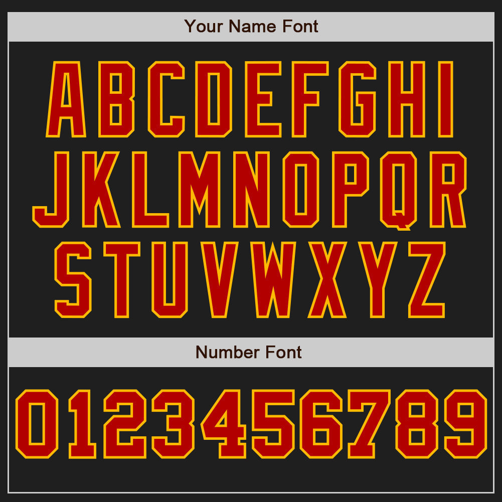 Custom Black Red-Gold Pinstripe Authentic Split Fashion Baseball Jersey baseball jersey product view 5
