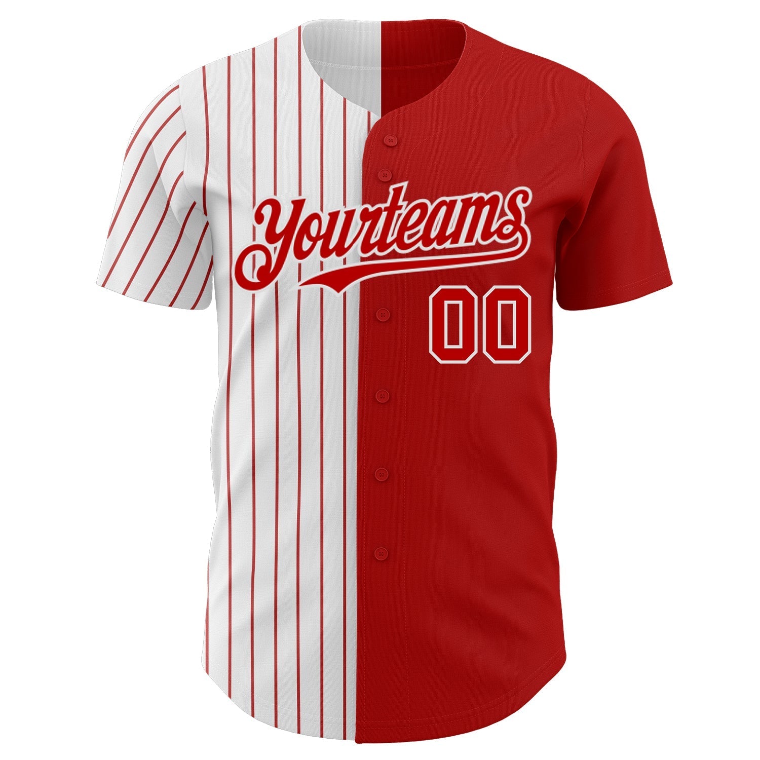 Custom Red White-Red Pinstripe Authentic Split Fashion Baseball Jersey baseball jersey product view 2