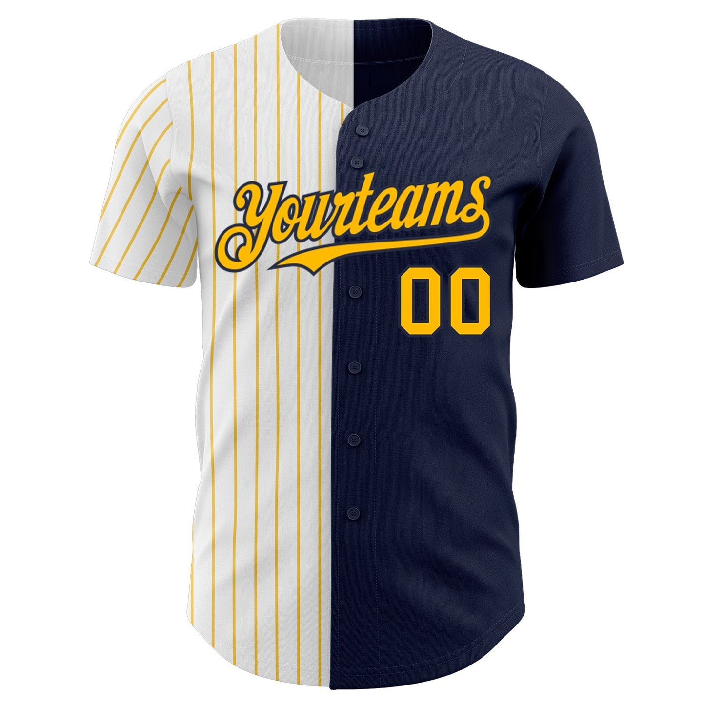 Custom Navy White-Gold Pinstripe Authentic Split Fashion Baseball Jersey baseball jersey product view 2