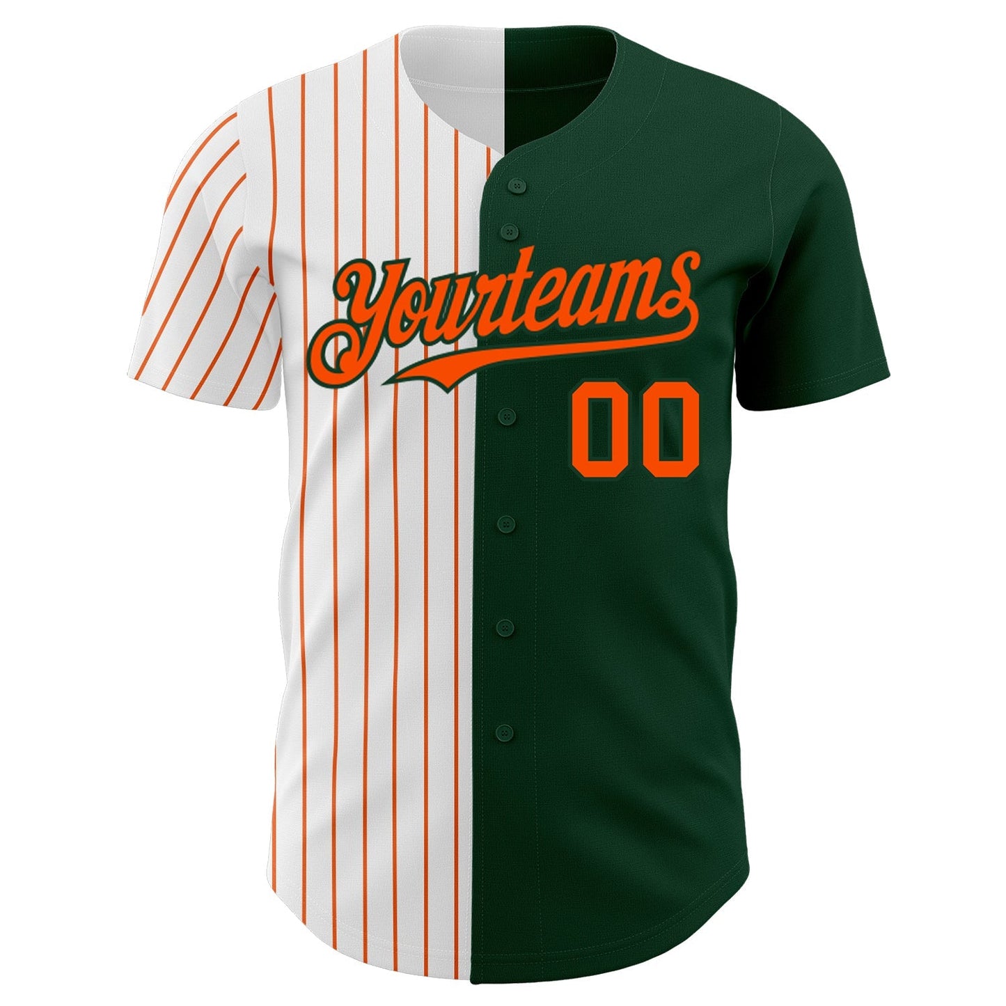 Custom Green White-Orange Pinstripe Authentic Split Fashion Baseball Jersey baseball jersey product view 2