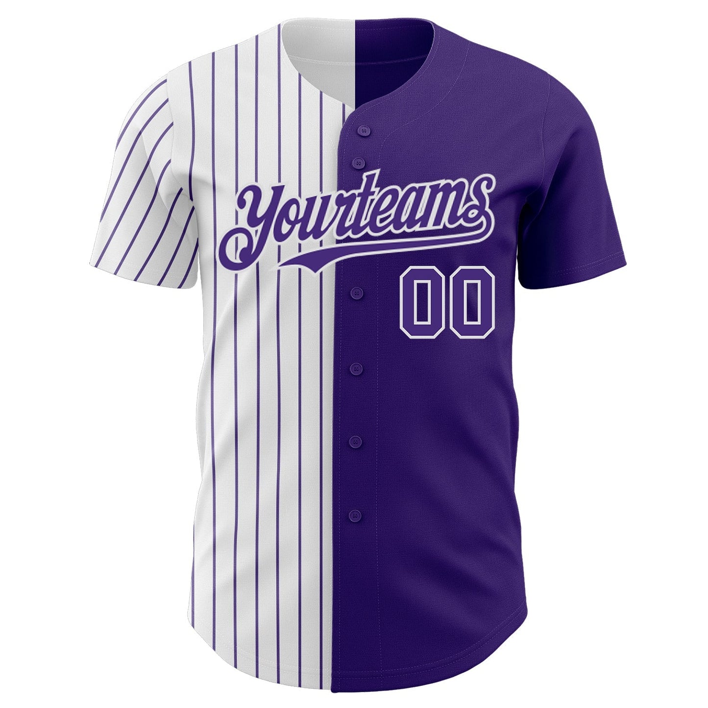 Custom Purple White-Purple Pinstripe Authentic Split Fashion Baseball Jersey baseball jersey product view 2