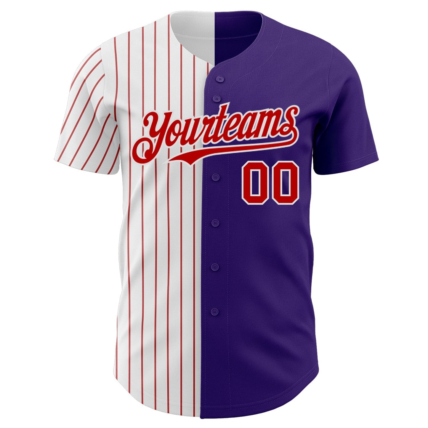 Custom Purple White-Red Pinstripe Authentic Split Fashion Baseball Jersey baseball jersey product view 2