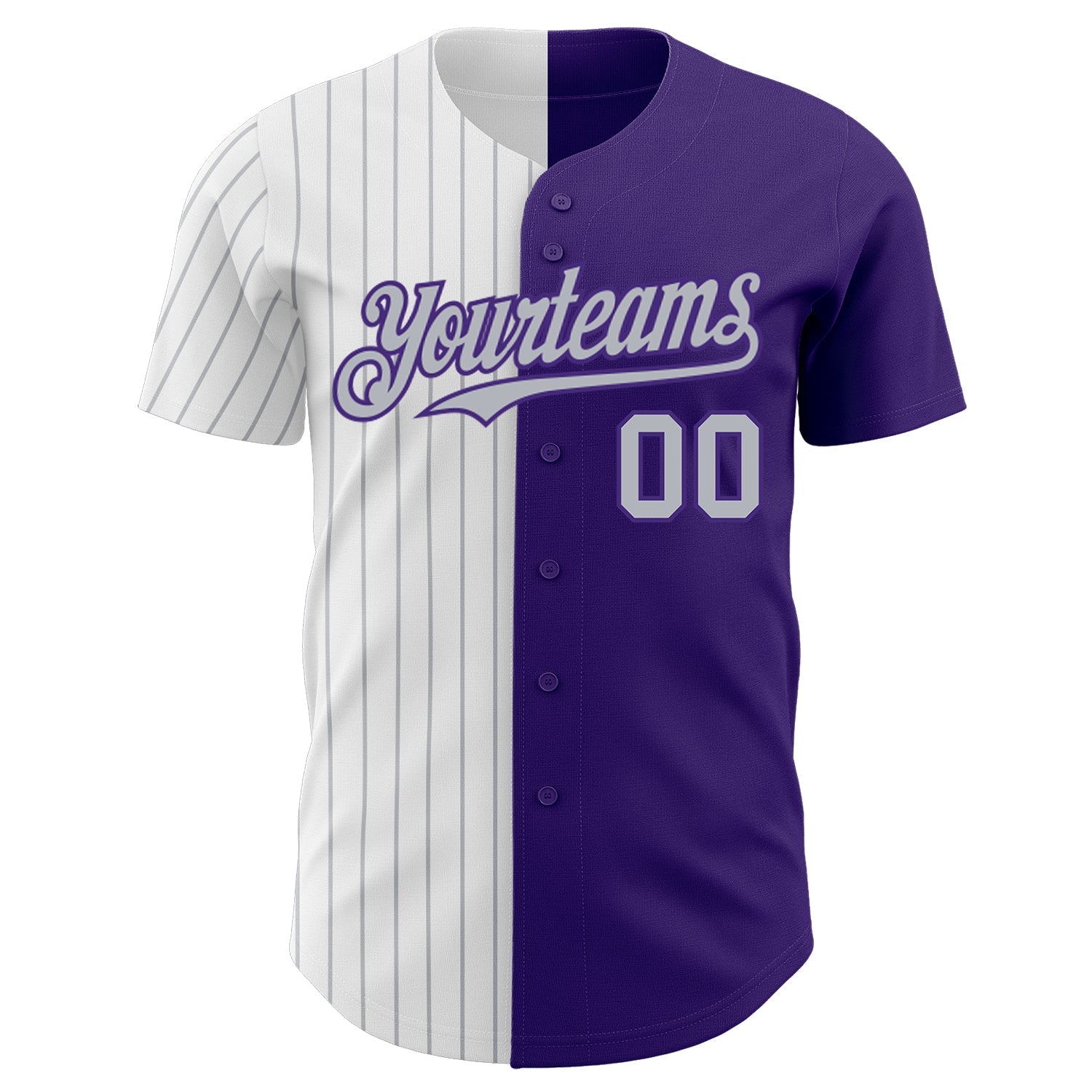 Custom Purple White-Gray Pinstripe Authentic Split Fashion Baseball Jersey baseball jersey product view 2