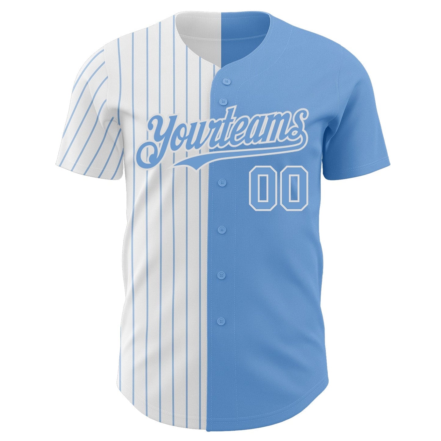 Custom Light Blue White-Light Blue Pinstripe Authentic Split Fashion Baseball Jersey baseball jersey product view 2