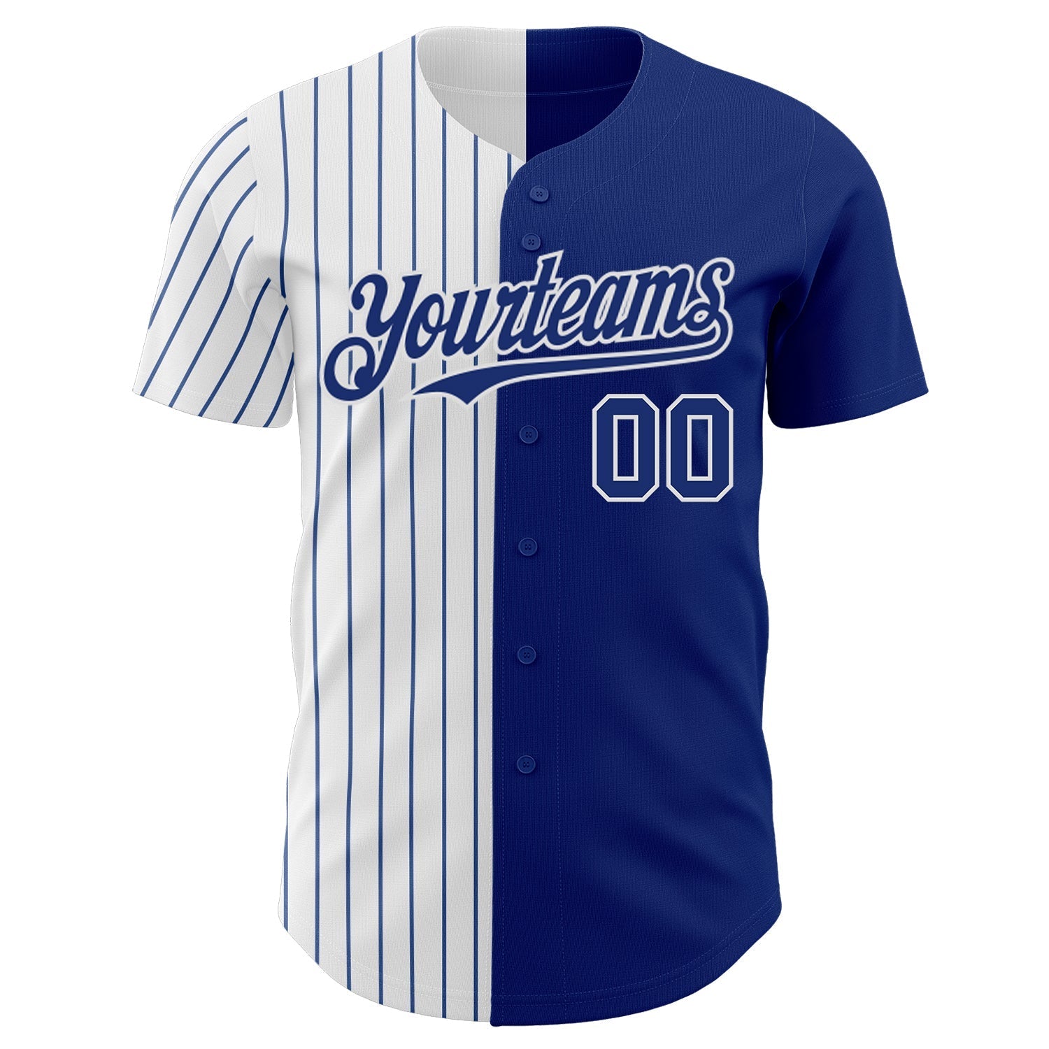 Custom Royal White-Royal Pinstripe Authentic Split Fashion Baseball Jersey baseball jersey product view 2