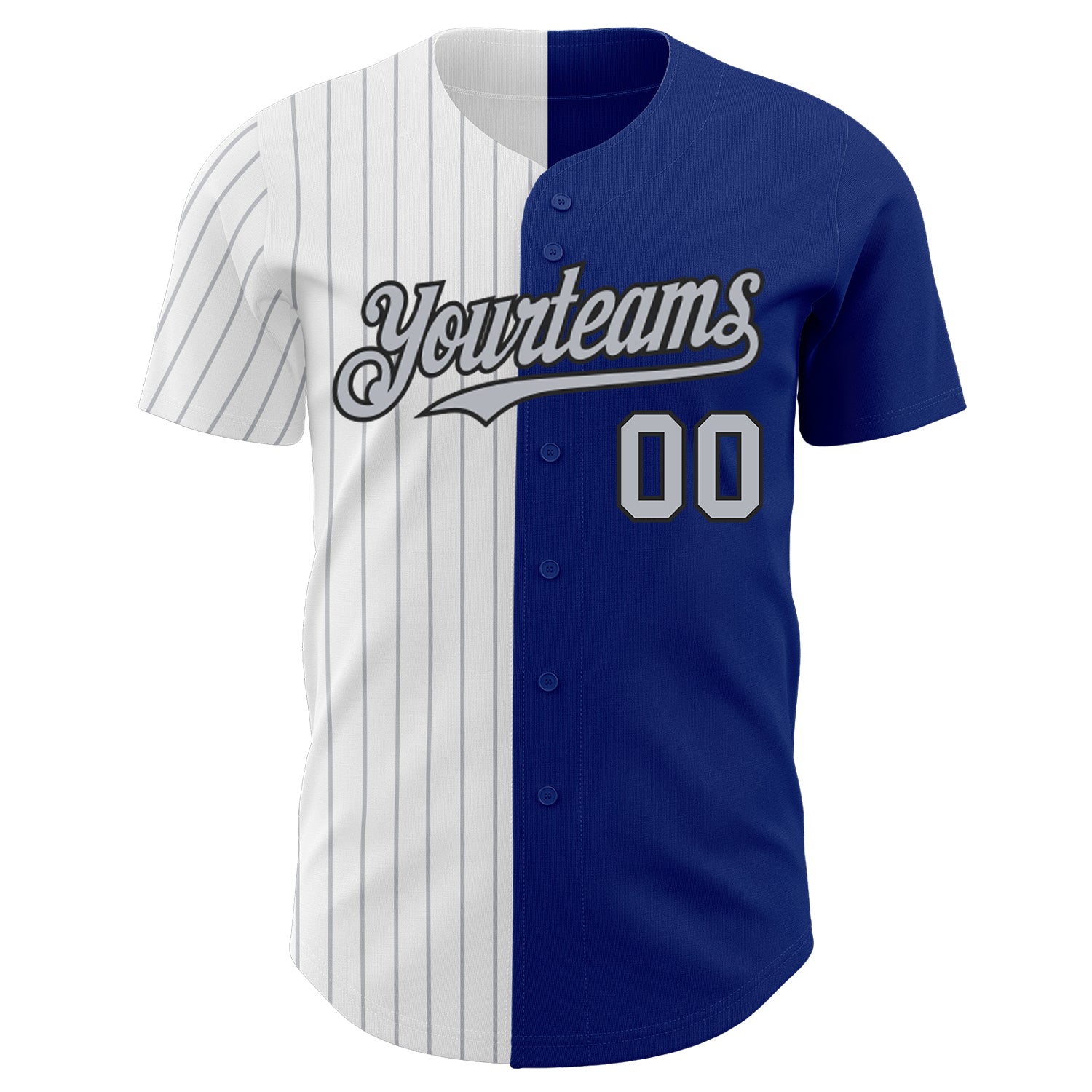 Custom Royal Black-Gray Pinstripe Authentic Split Fashion Baseball Jersey baseball jersey product view 2