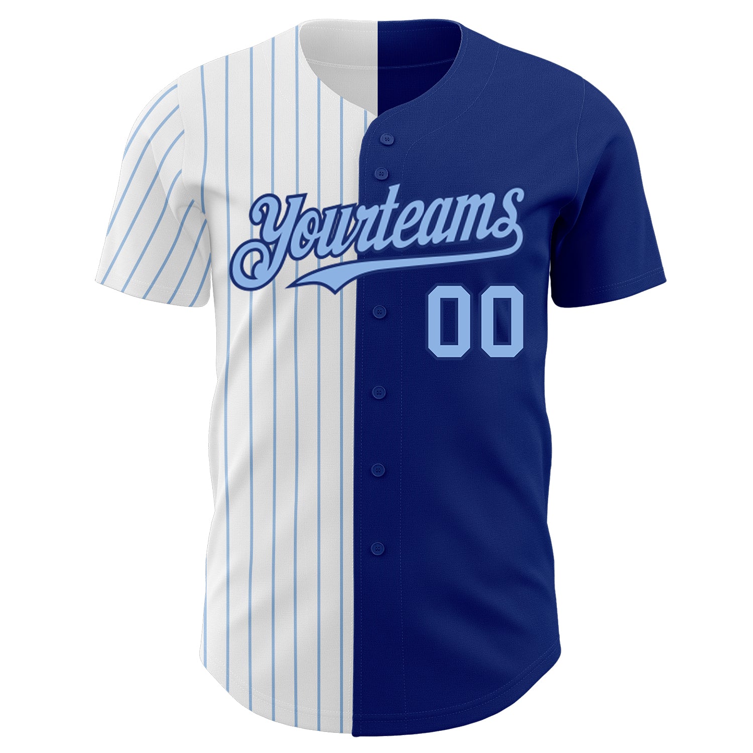 Custom Royal White-Light Blue Pinstripe Authentic Split Fashion Baseball Jersey baseball jersey product view 2