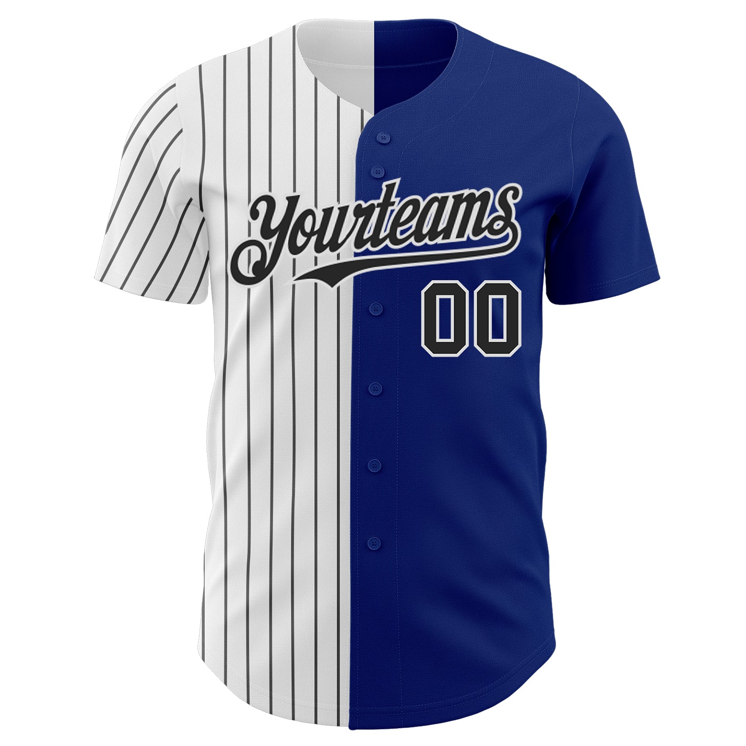 Custom Royal White-Black Pinstripe Authentic Split Fashion Baseball Jersey baseball jersey product view 2