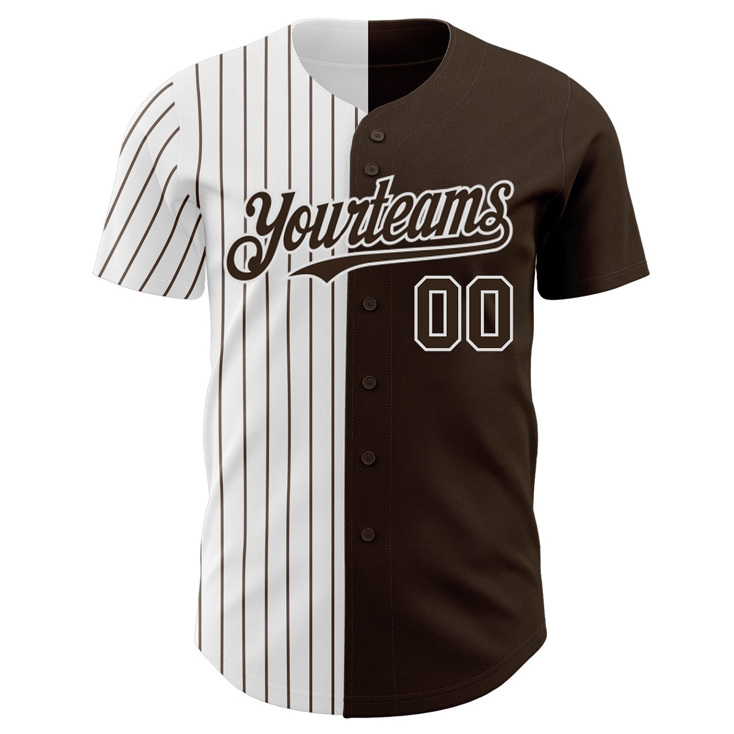 Custom Brown White-Brown Pinstripe Authentic Split Fashion Baseball Jersey baseball jersey product view 2
