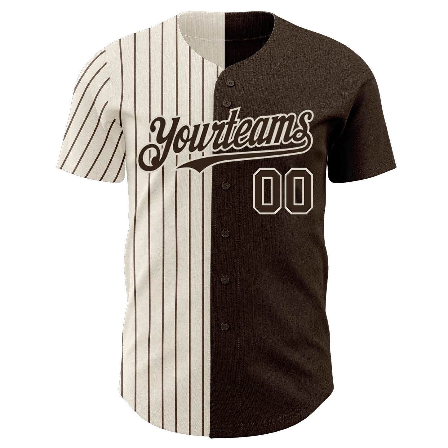 Custom Brown Cream-Brown Pinstripe Authentic Split Fashion Baseball Jersey baseball jersey product view 2