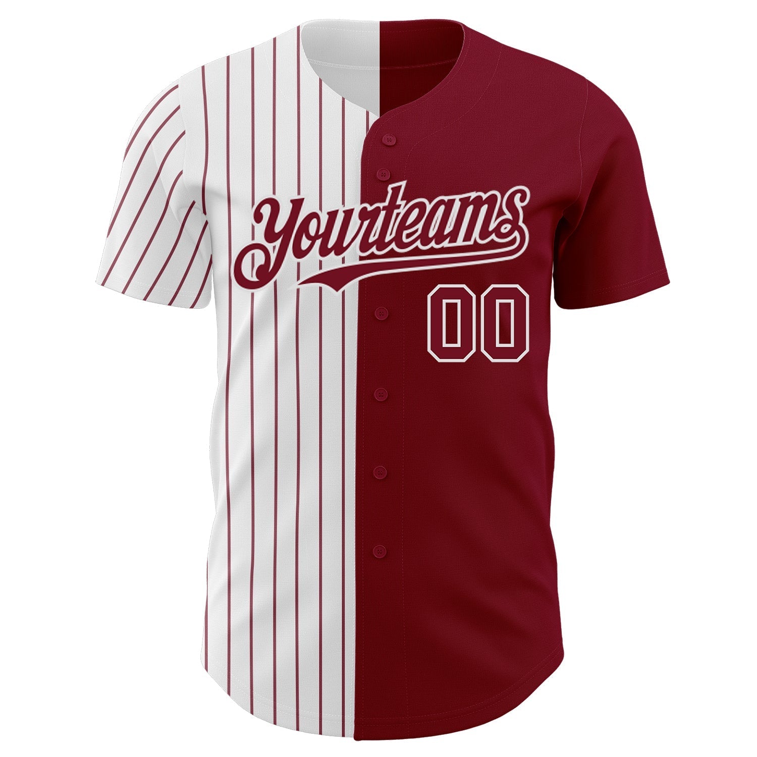Custom Crimson White-Crimson Pinstripe Authentic Split Fashion Baseball Jersey baseball jersey product view 2
