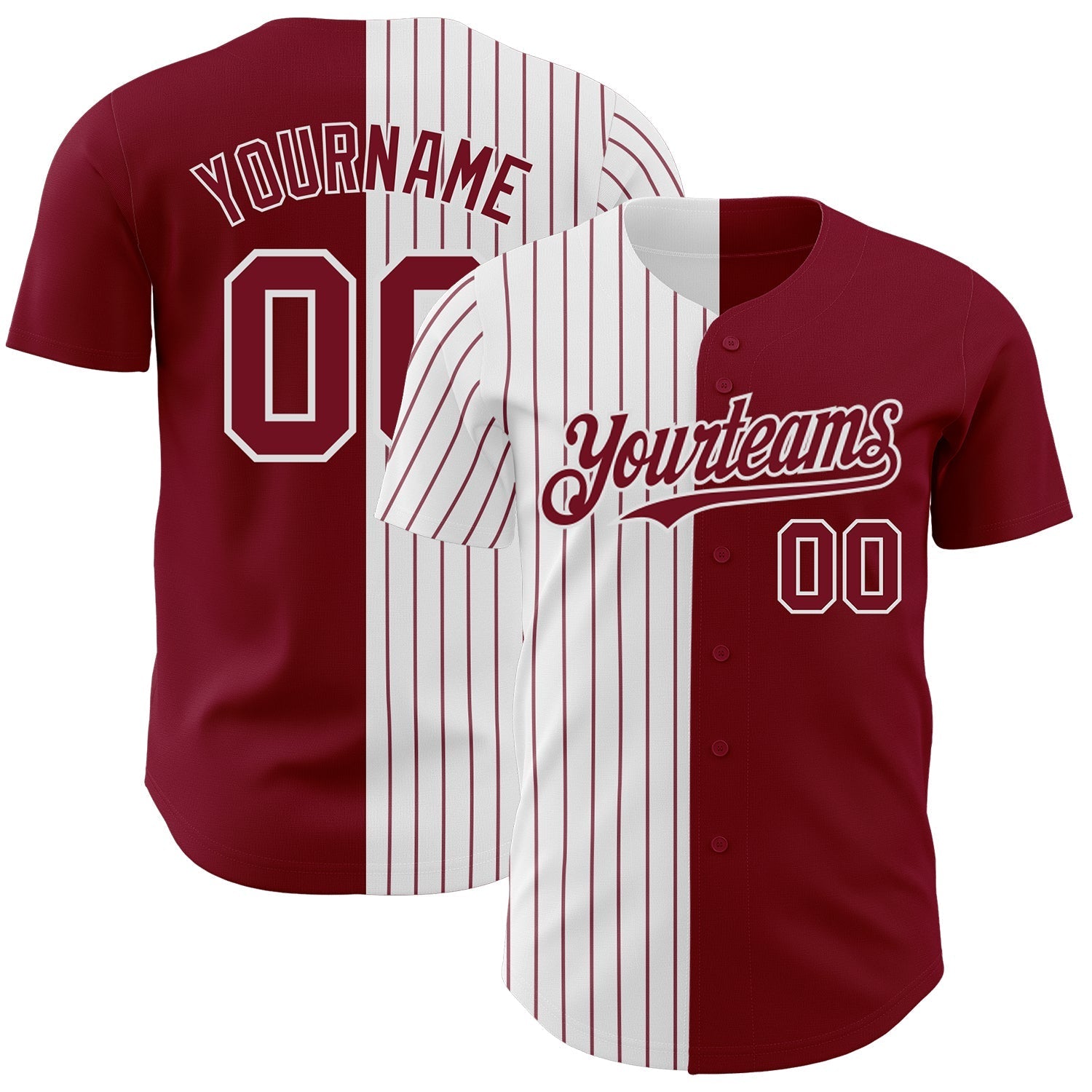 Custom Crimson White-Crimson Pinstripe Authentic Split Fashion Baseball Jersey baseball jersey product view 1