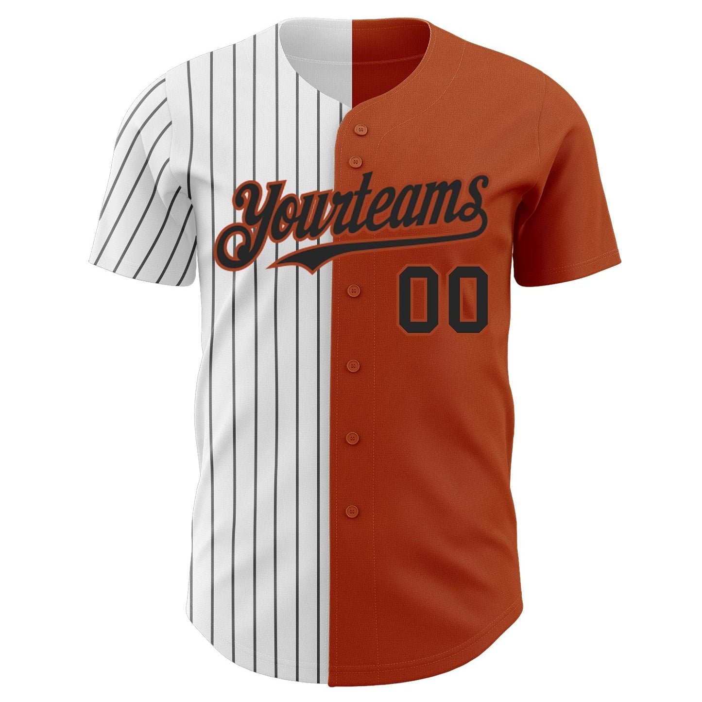 Custom Texas Orange White-Black Pinstripe Authentic Split Fashion Baseball Jersey baseball jersey product view 2