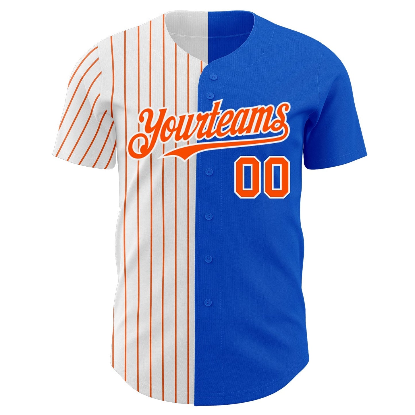 Custom Thunder Blue White-Orange Pinstripe Authentic Split Fashion Baseball Jersey baseball jersey product view 2