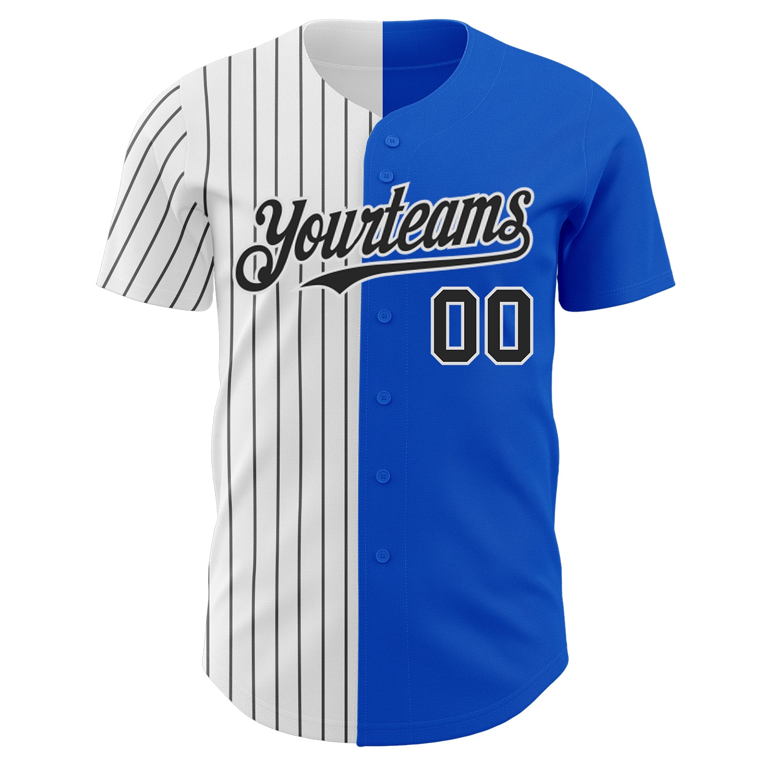 Custom Thunder Blue White-Black Pinstripe Authentic Split Fashion Baseball Jersey baseball jersey product view 2