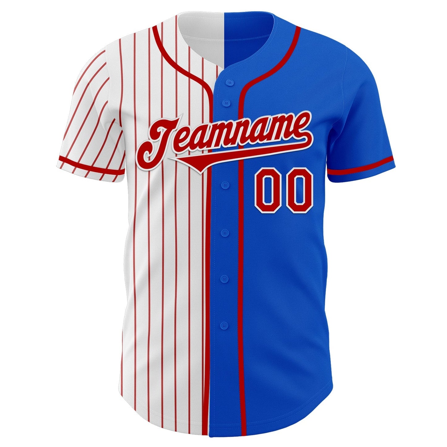 Custom Thunder Blue Red-White Red Pinstripe Authentic Split Fashion Baseball Jersey baseball jersey product view 2