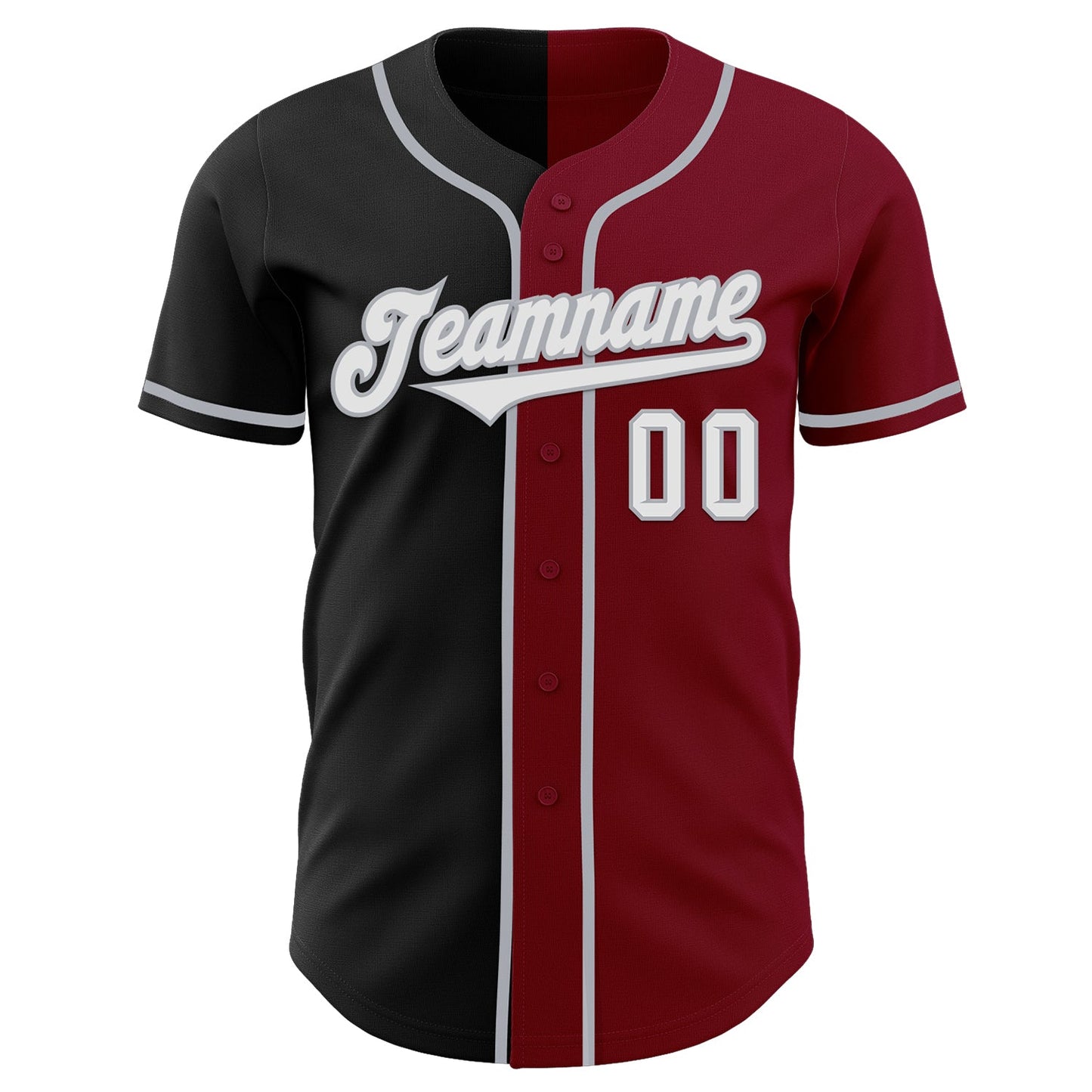 Custom Crimson Black-Gray Authentic Split Fashion Baseball Jersey baseball jersey product view 2