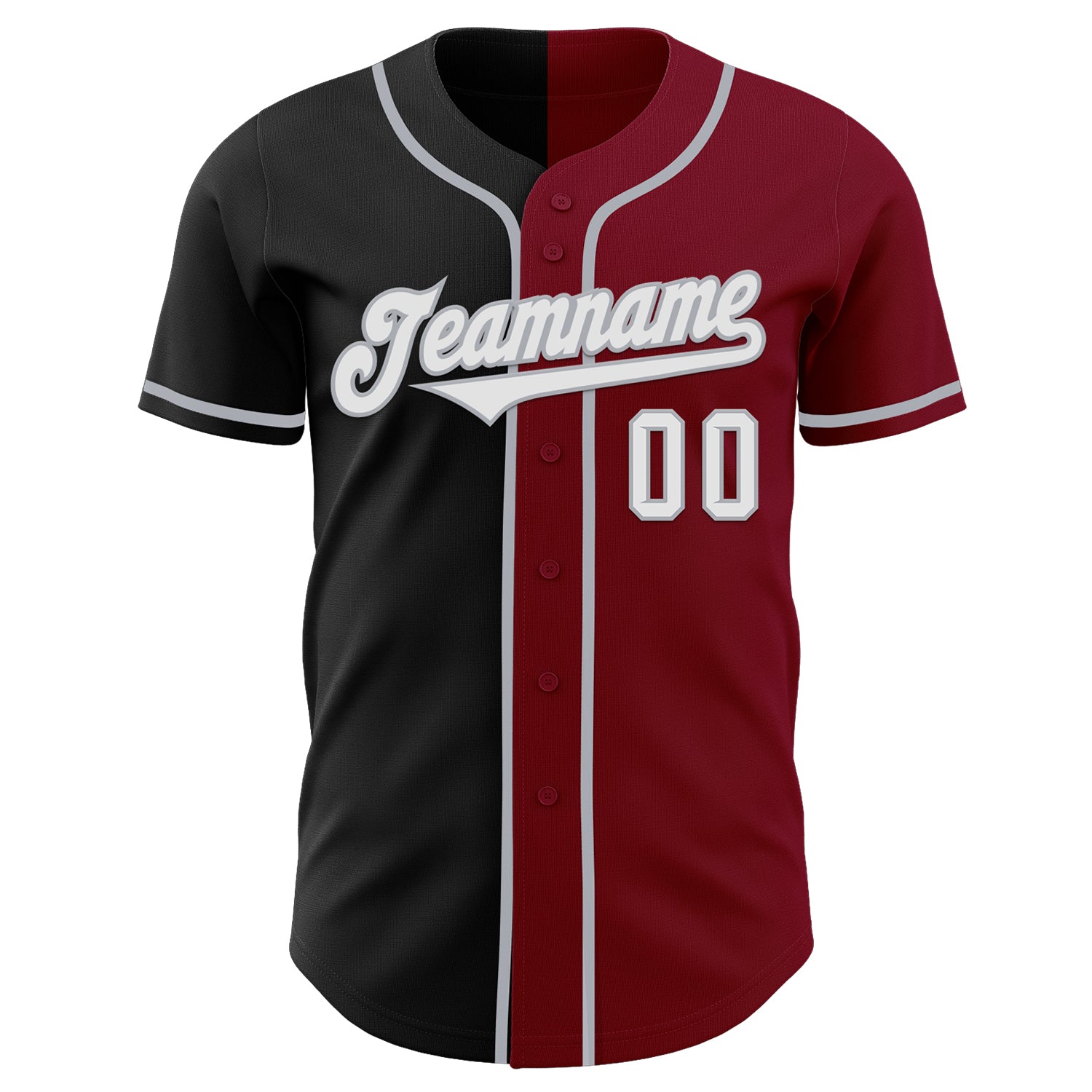 Custom Crimson Black-Gray Authentic Split Fashion Baseball Jersey baseball jersey product view 2