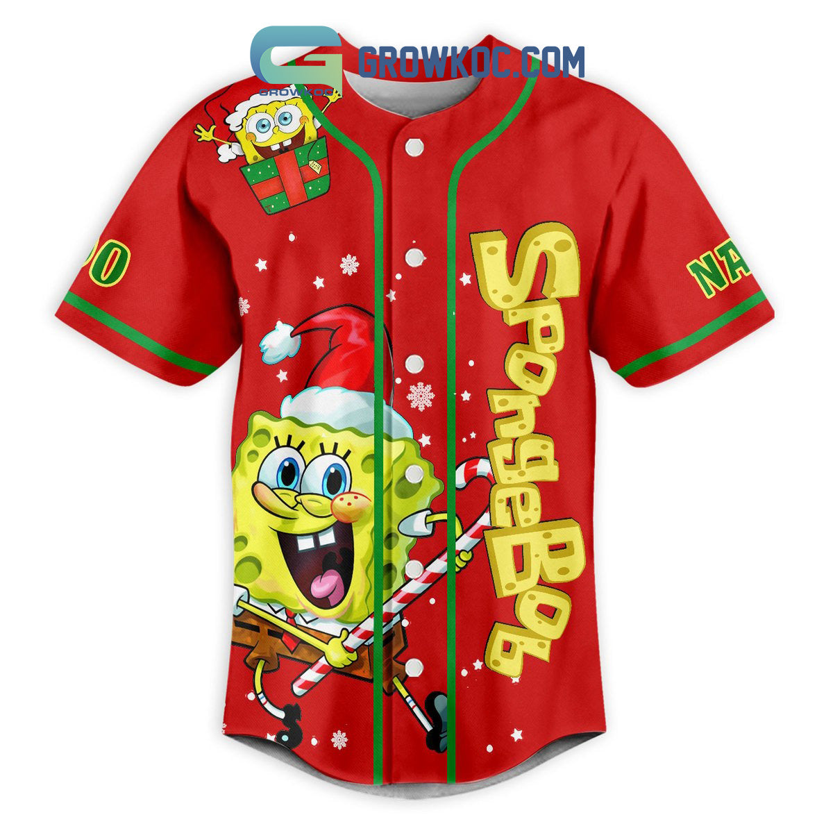 Spongebob Don’t Be A Jerk It’s Christmas Personalized Baseball Jersey baseball jersey product view 2
