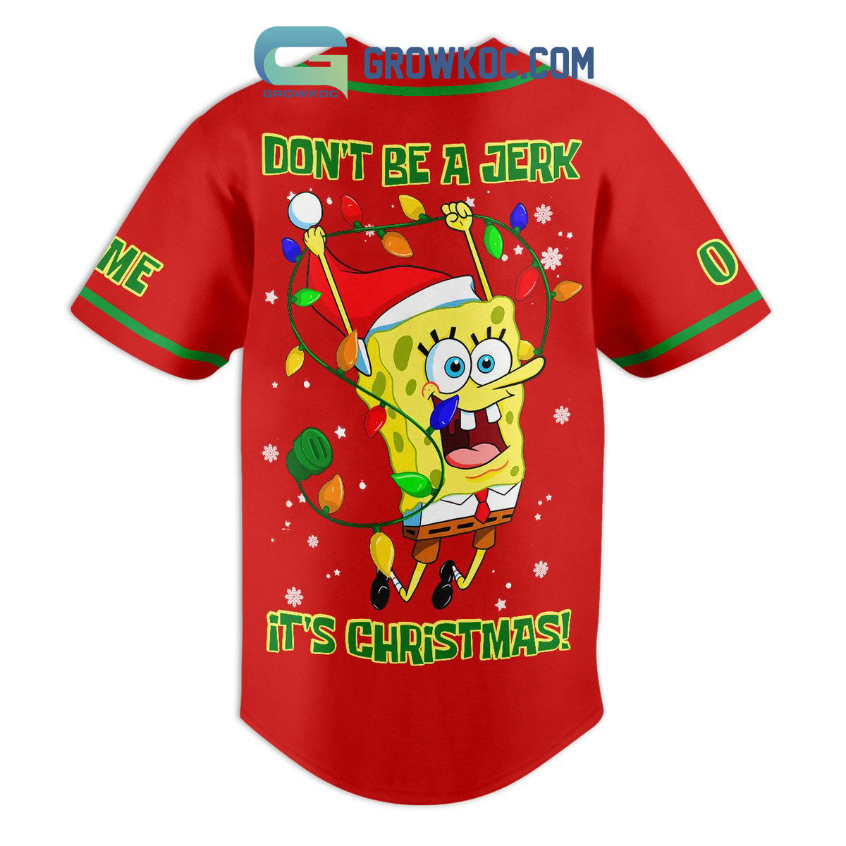 Spongebob Don’t Be A Jerk It’s Christmas Personalized Baseball Jersey baseball jersey product view 3