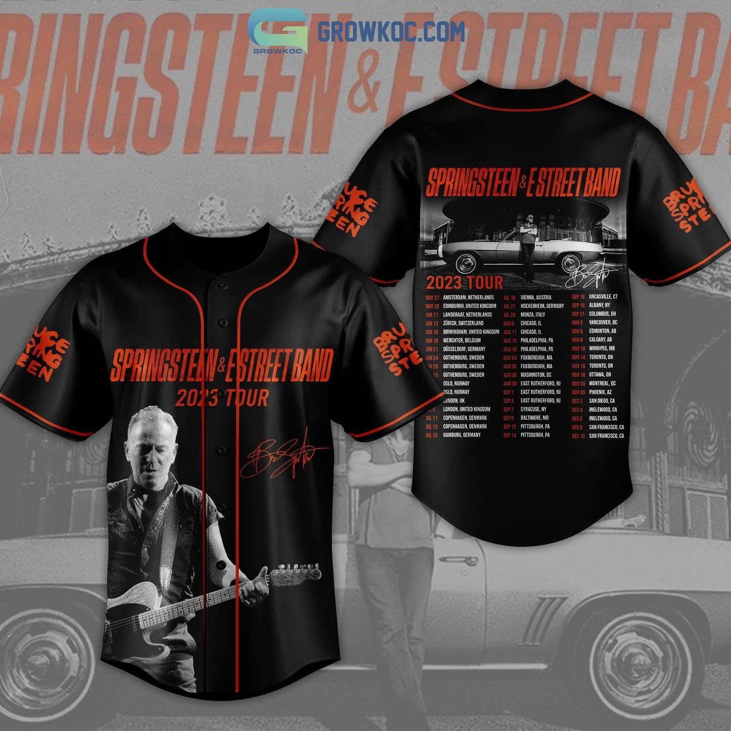 Springstreen&Estreet Band 2023 Tour Black Design Baseball Jersey baseball jersey product view 1