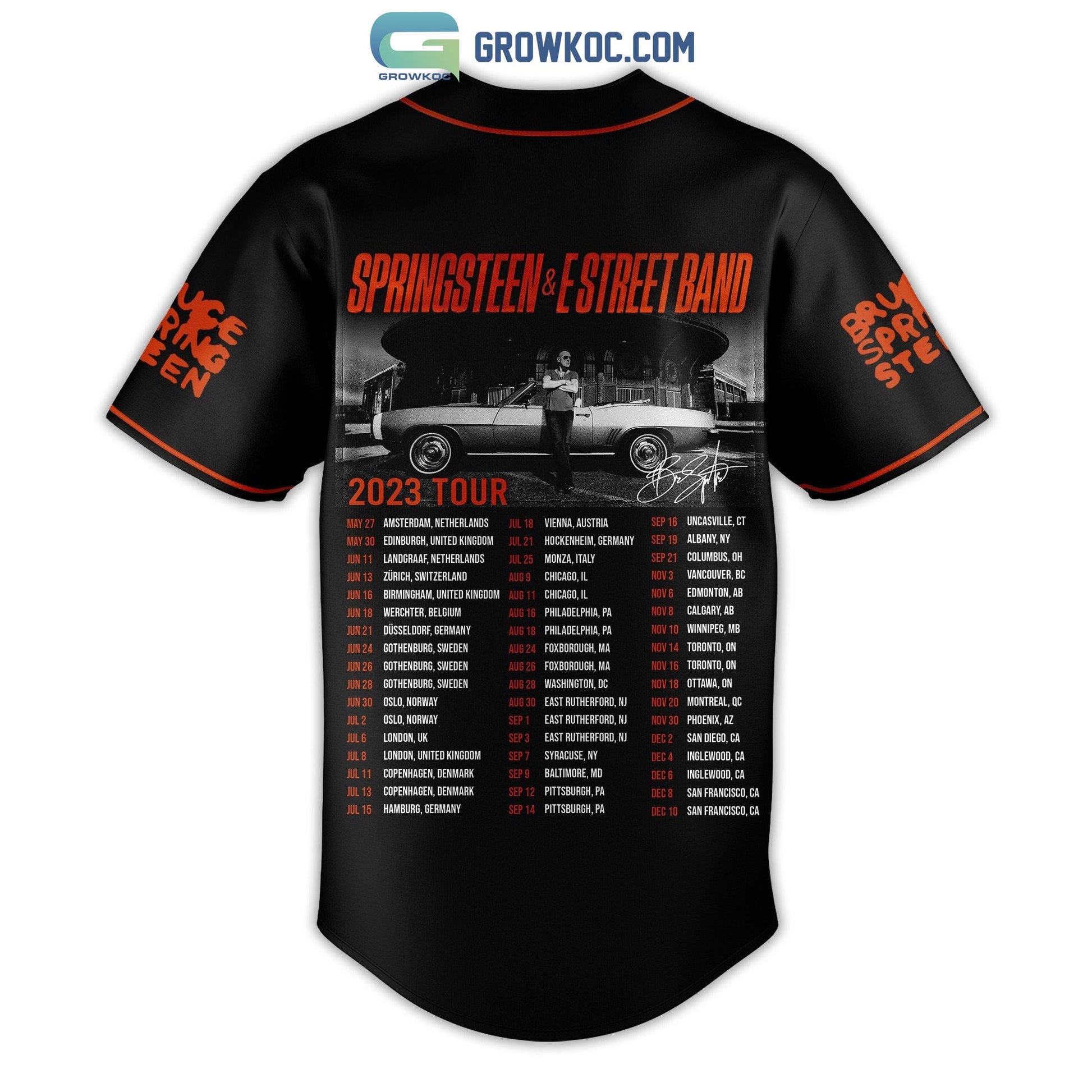 Springstreen&Estreet Band 2023 Tour Black Design Baseball Jersey baseball jersey product view 3