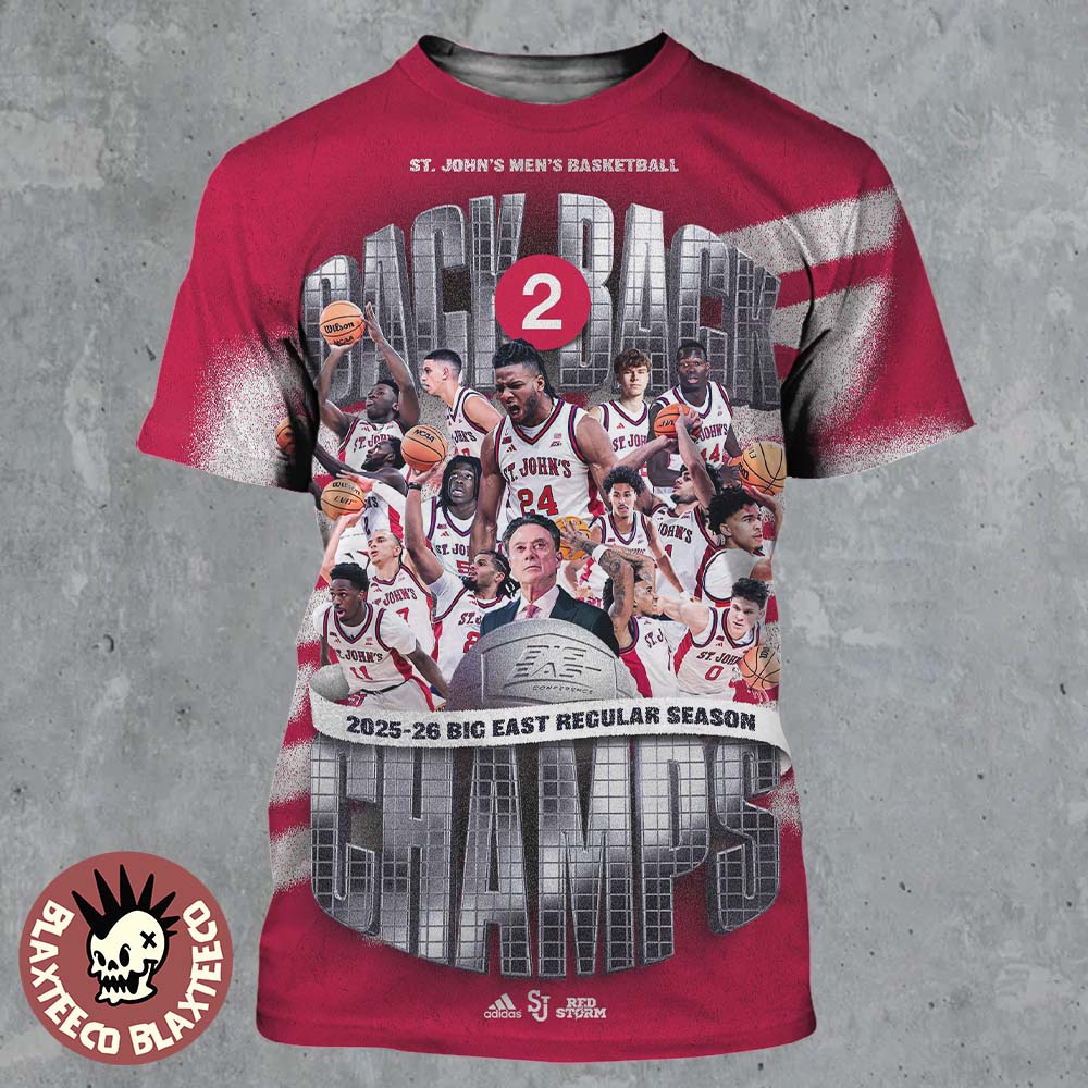 St Johns Red Storm Mens Basketball Back To Back 2025 2026 Big East Regular Season Champions All Over Print Shirt - T-Shirt, Sweatshirt, Hoodie
