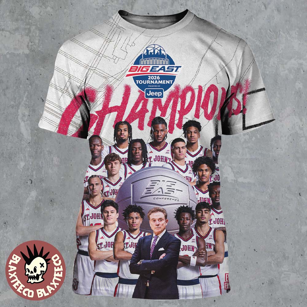 St Johns Red Storm Mens Basketball Back To Back 2026 Big East Tournament Champions All Over Print Shirt - T-Shirt, Sweatshirt, Hoodie
