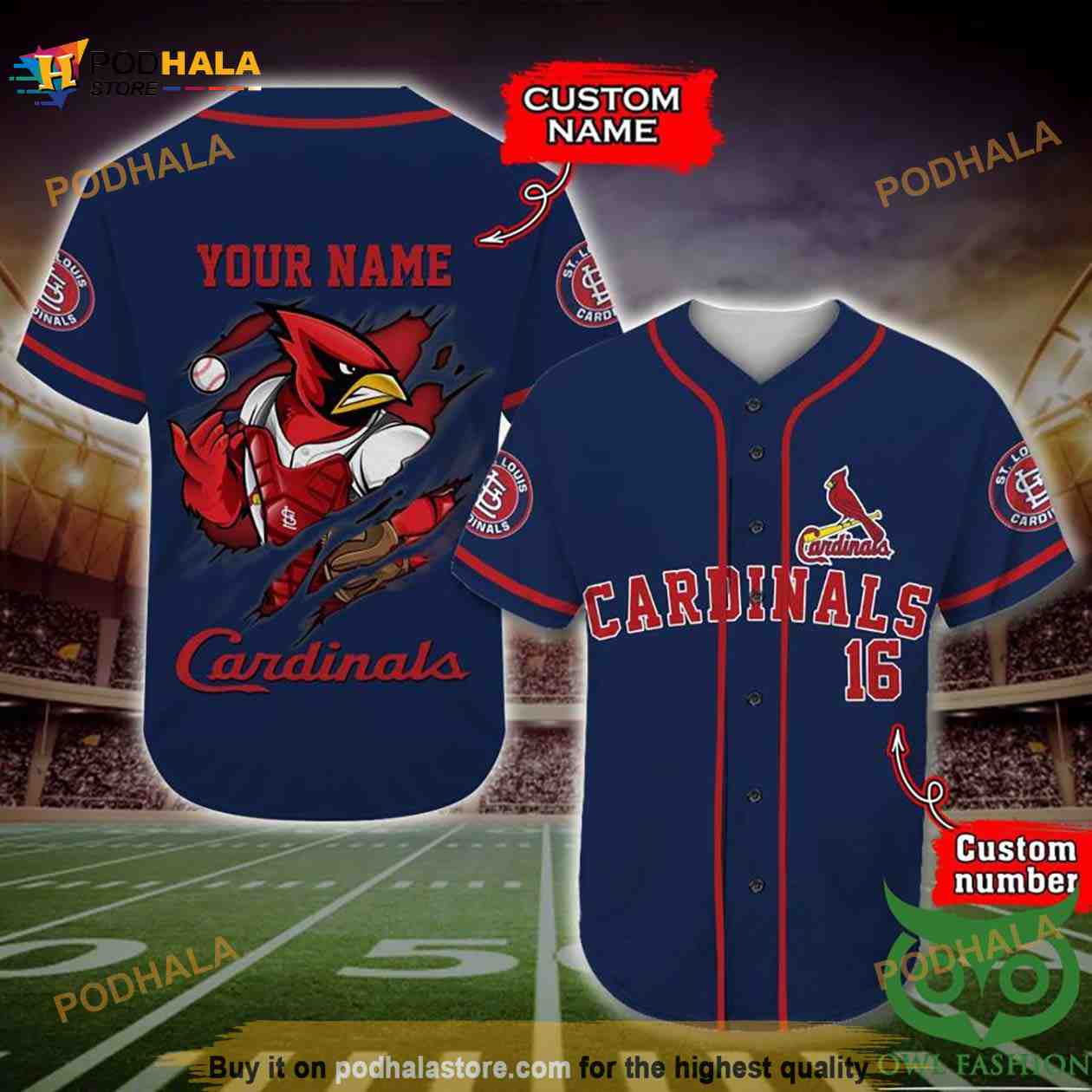St Louis Cardinals 3D Baseball Jersey Personalized Name Number baseball jersey product view 1